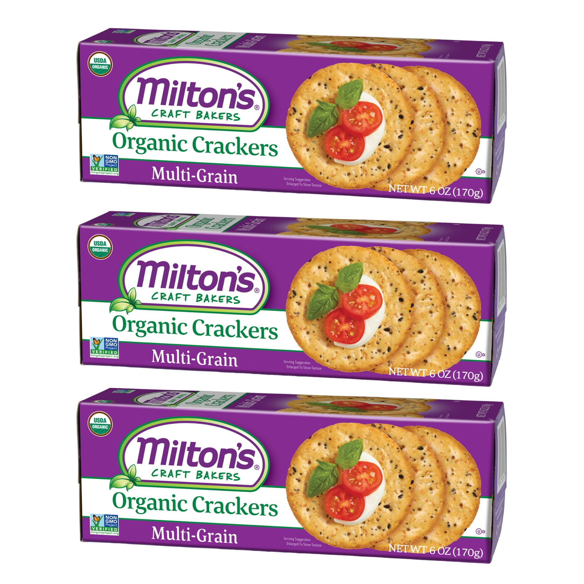 Milton'S Craft Bakers Organic Multi-Grain Crackers - Multigrain Crackers, Certified Organic, Non-Gmo, Healthy Crackers, Savory &