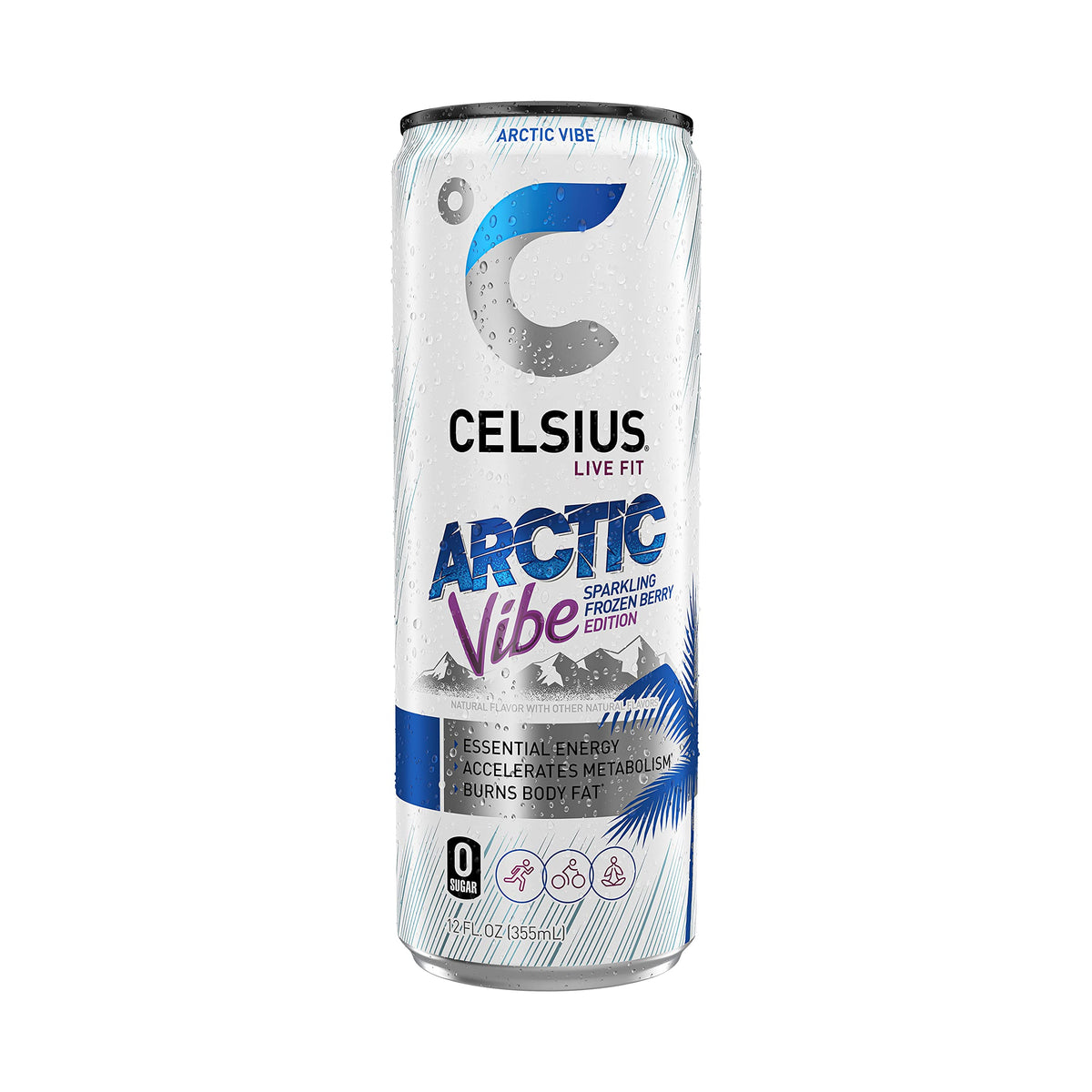 CELSIUS Sparkling Arctic Vibe, Functional Essential Energy Drink, 12 Fl Oz (Pack of 24)