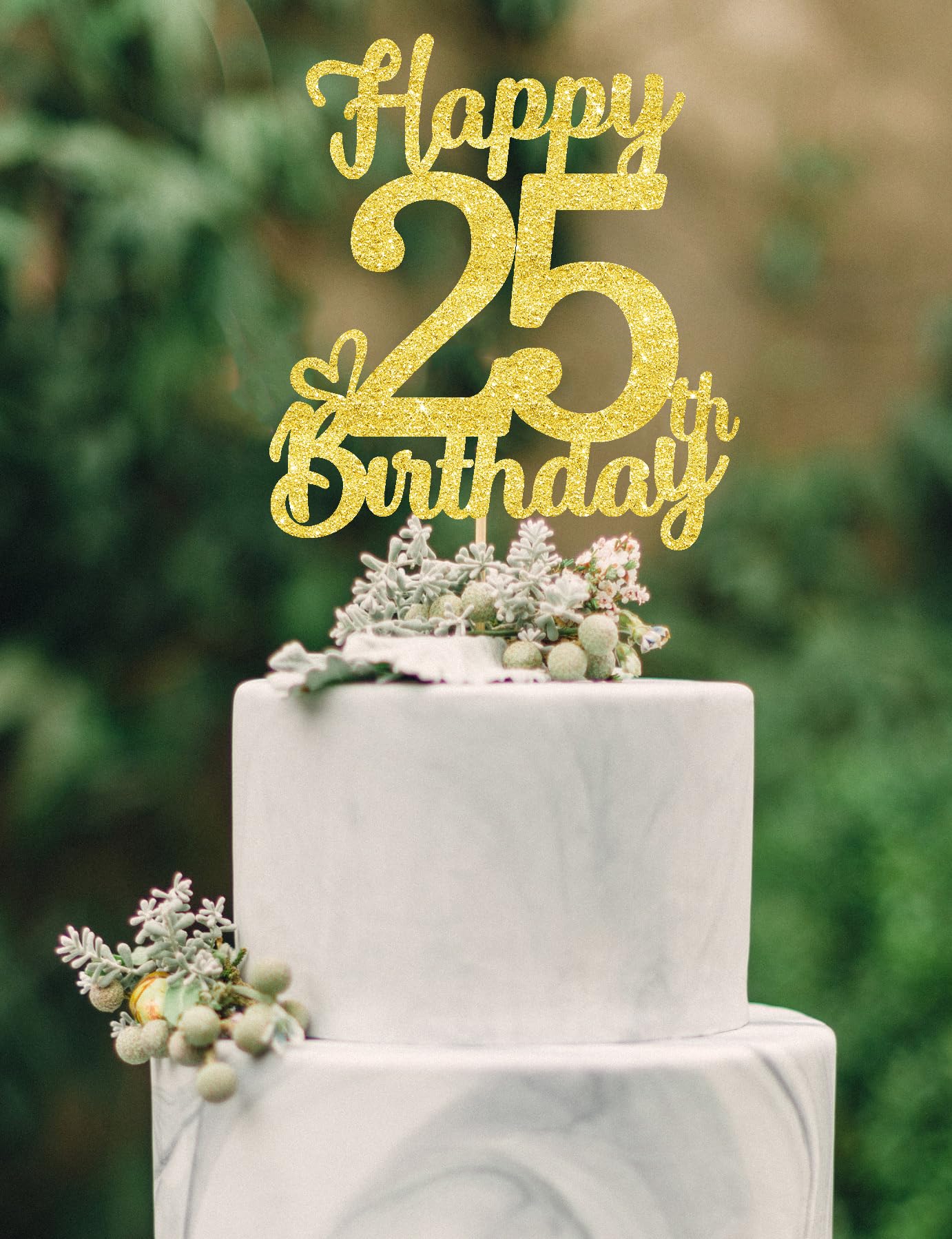 25 Birthday Cake Toppers-Gold Glitter, 25th Cake Topper for Men,25 Cake Topper For Women, 25th birthday decorations,25th Birthda