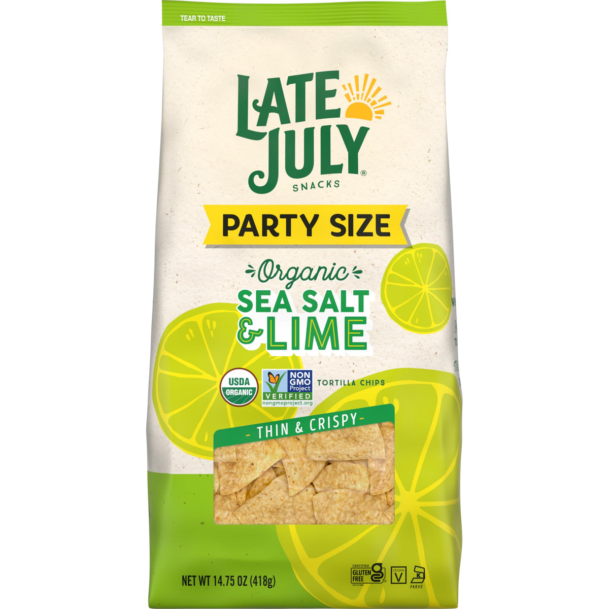 Late July Sea Salt & Lime Organic Tortilla Chips, 14.75 Oz Bag
