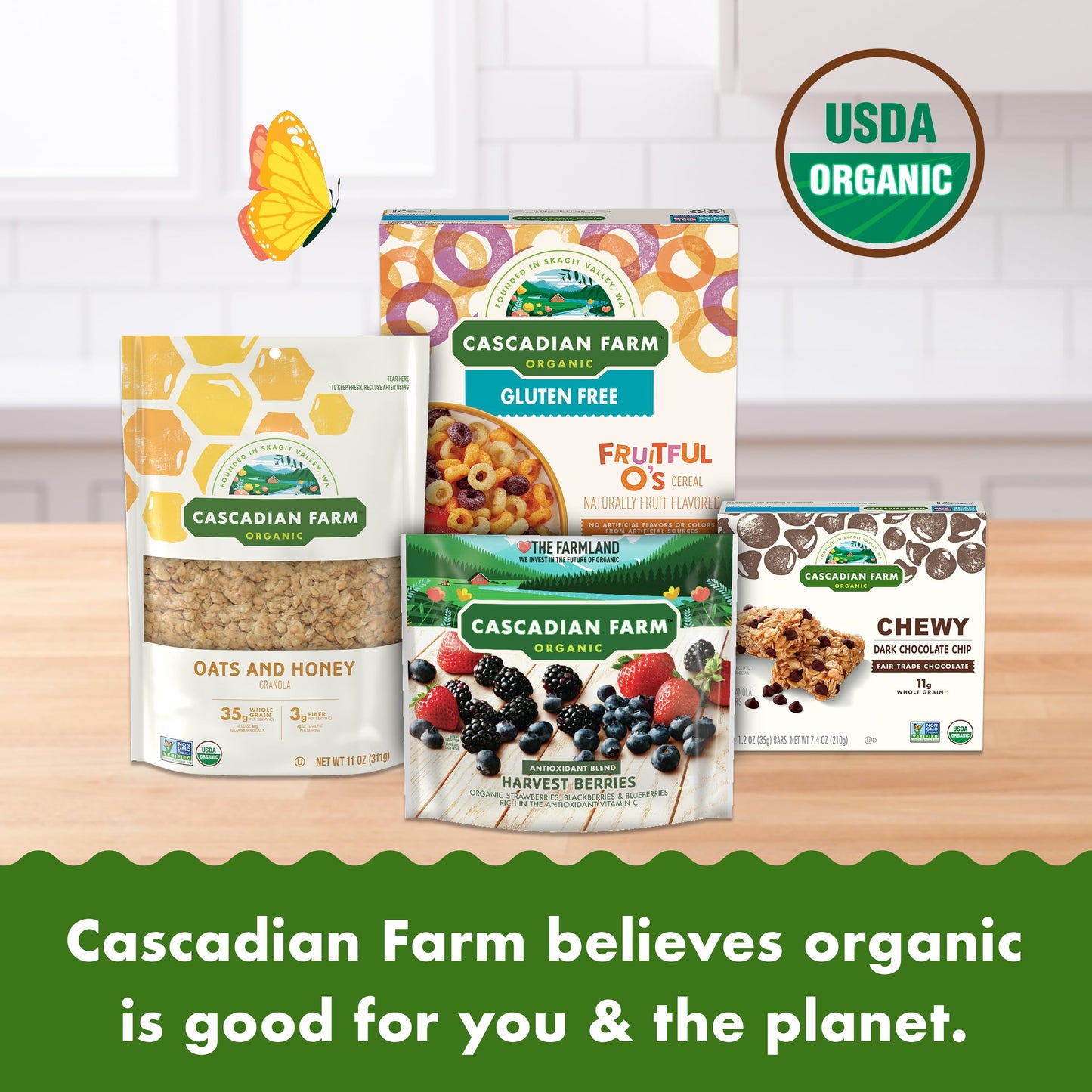 Cascadian Farm Organic Honey Oat Crunch Cereal With Almonds, Non-Gmo, 14.4 Oz.