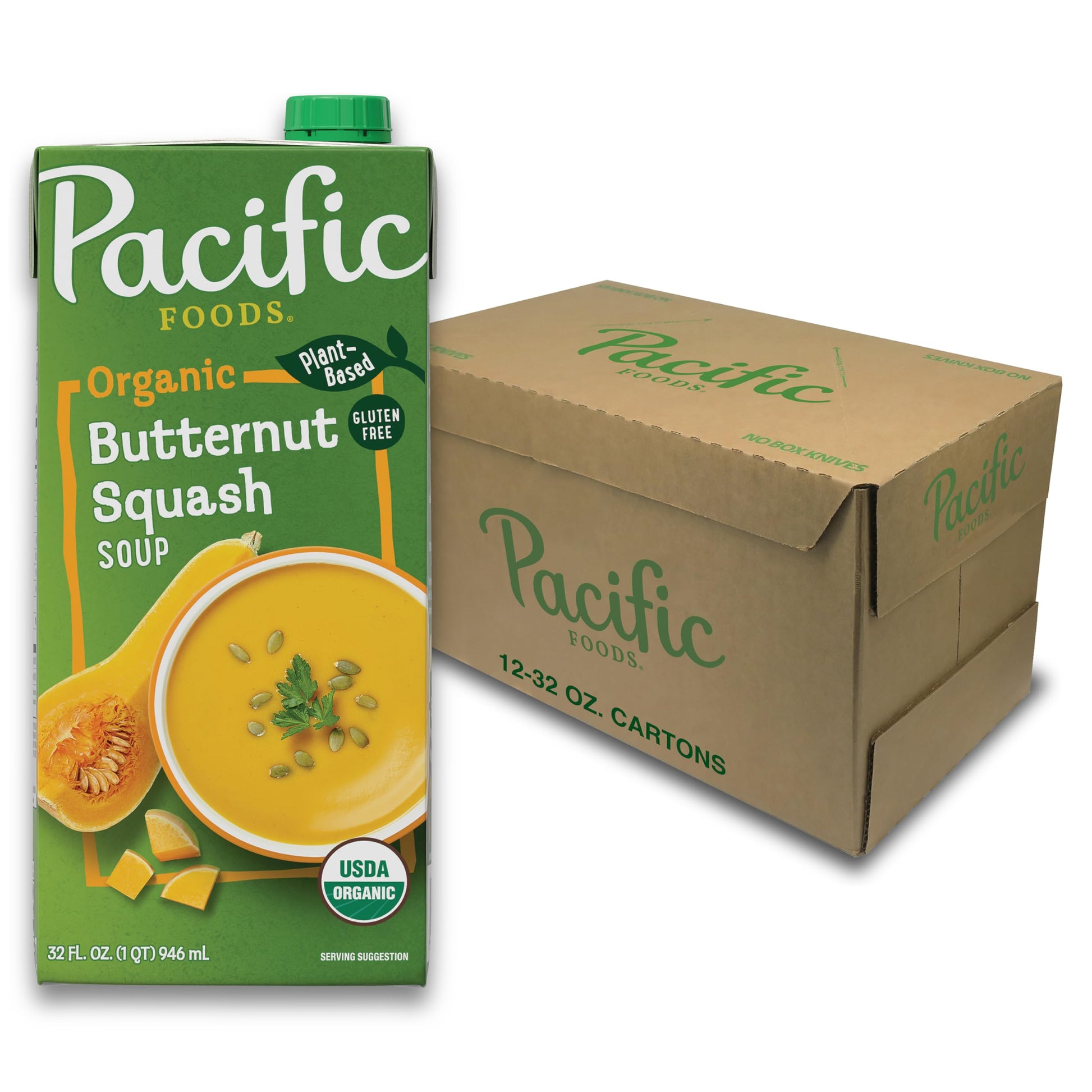 Pacific Foods Organic Butternut Squash Soup, 32 Oz Carton (12 Pack)