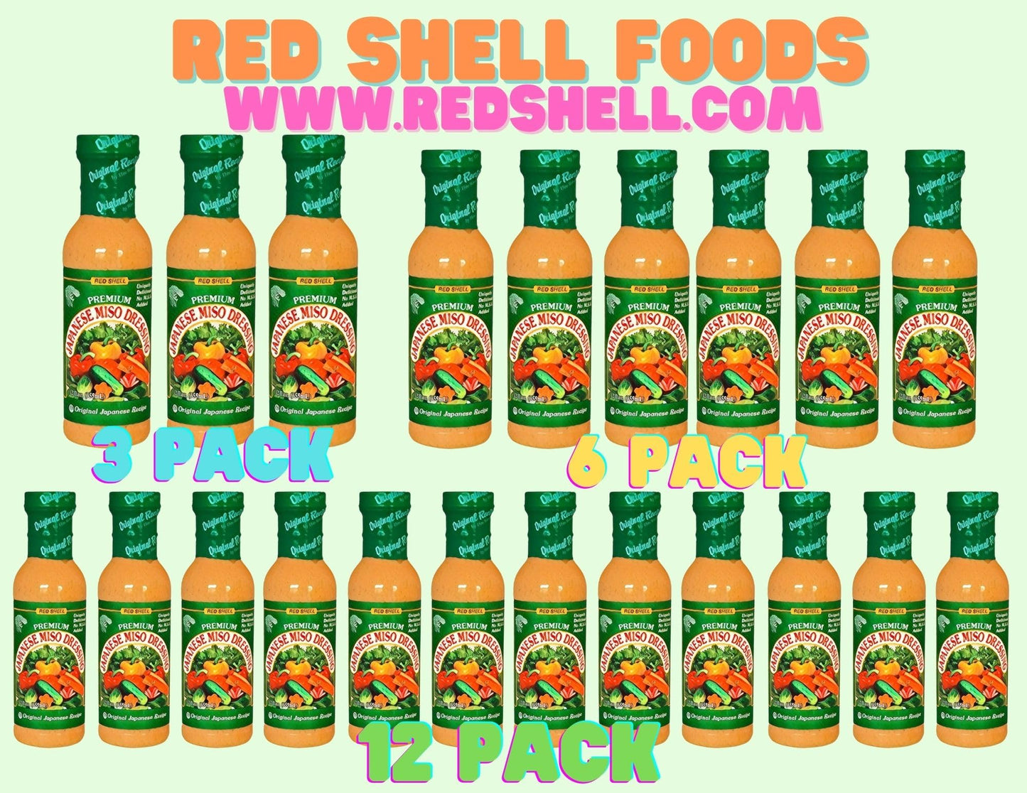 Red Shell Miso Dressing - 12 Fl. oz (Pack of 3)