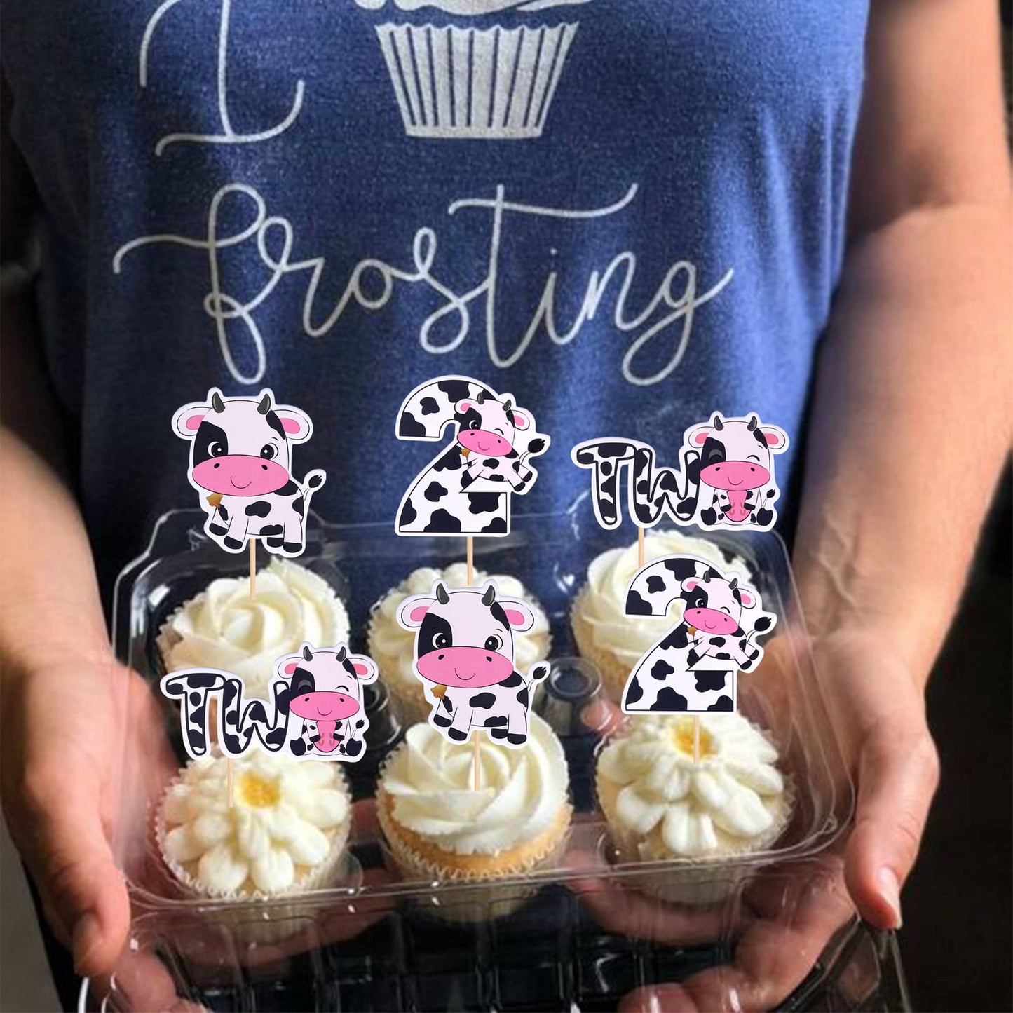 Rssta i Cupcake Toppers for Cow Theme Birthday Party - 36 Pack, Paper, Design 3, Model XM250-two