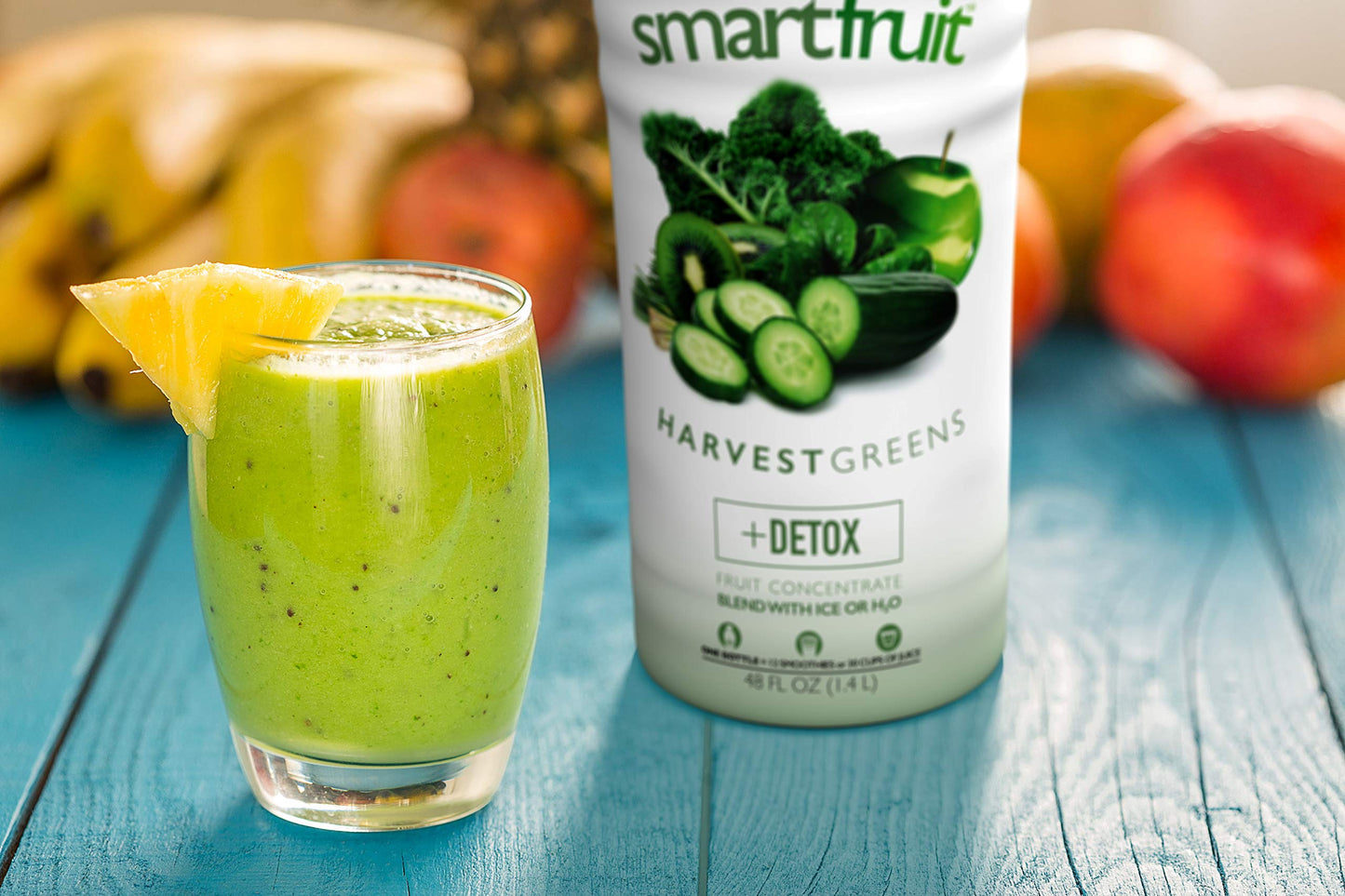 Smartfruit Harvest Greens + Detox - 100% Real Fruit Pur  e with Kiwi, Cucumber, Kale, Spinach, Lemongrass, Apple, Banana - Great