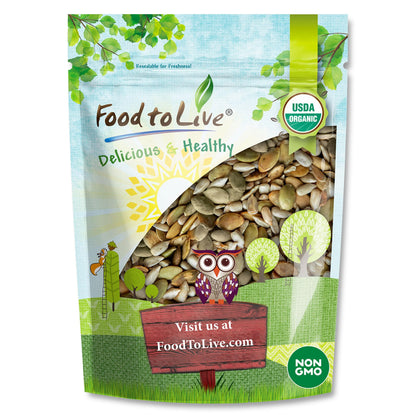 Food to Live Organic Dry Roasted Sunflower and Pumpkin Seed Mix, 2 Pounds - Oven Roasted, No Oil added, Healthy, Natural Snack, 