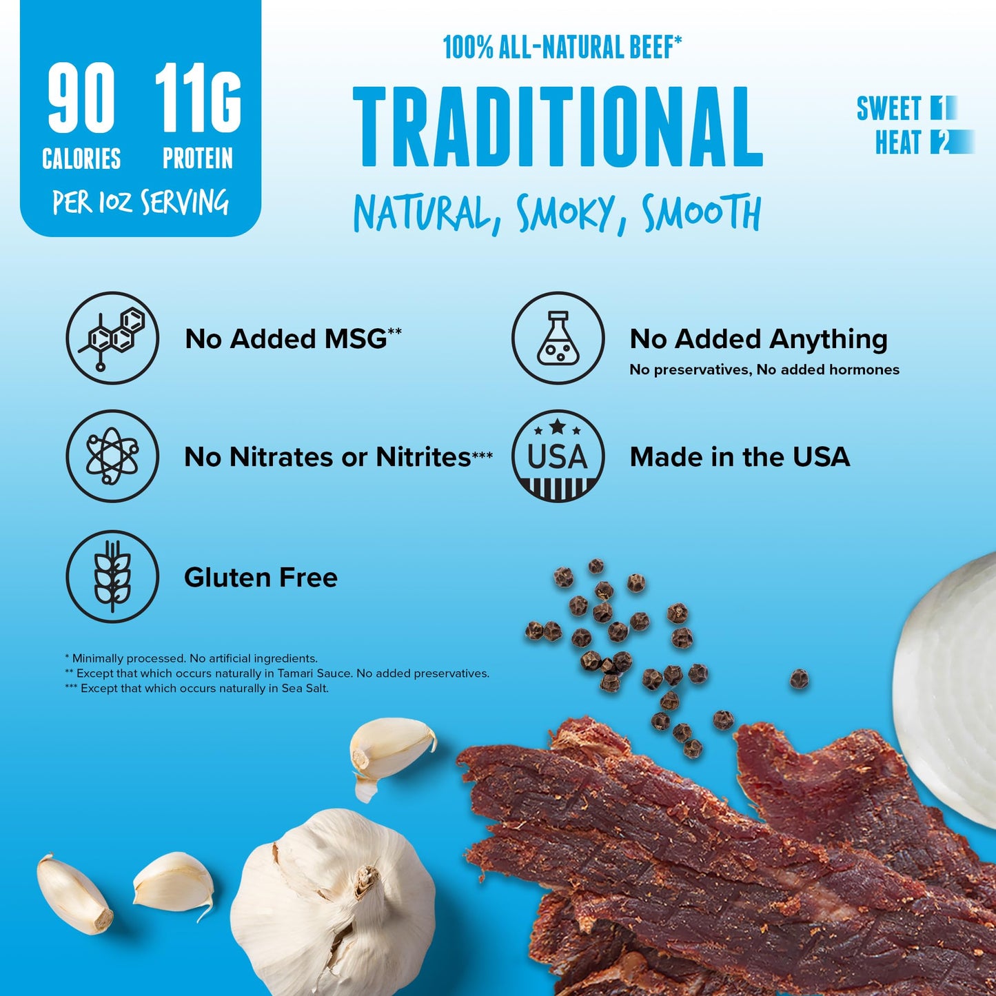 Baja Vida Traditional Beef Jerky - Beef Jerky Snack Packs, Healthy Jerky, Gluten-Free, All-Natural Beef, No Msg, Made In The Usa