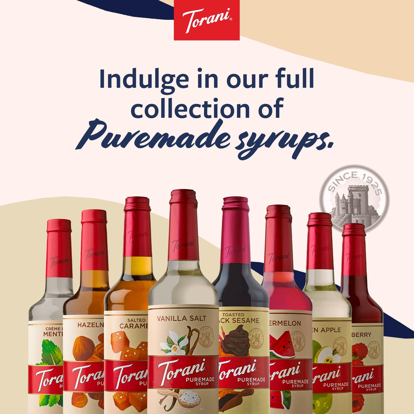 Torani Puremade Syrup  French Vanilla Flavoring for Drinks  Glass Bottle with Pump Included  25.4 Fl Oz