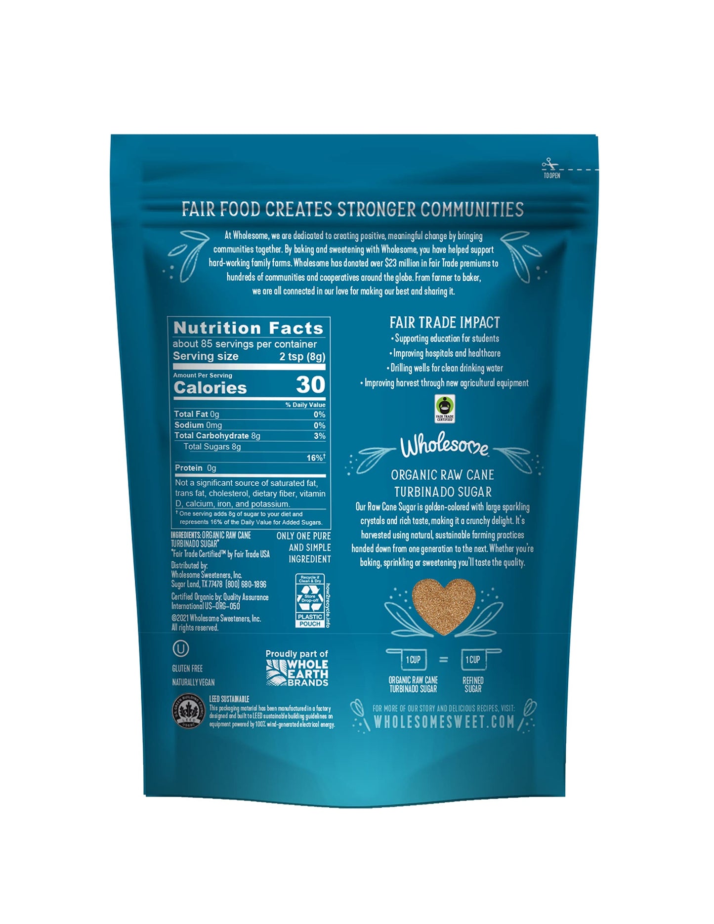 Wholesome Organic Raw Cane Turbinado Sugar, 24oz Pack of 12, Brown, Model 44471