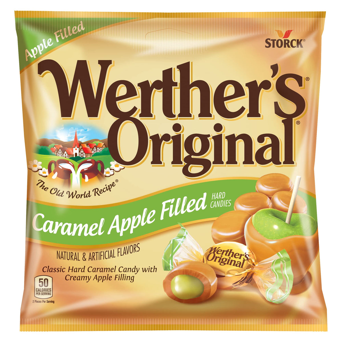 Werthers Original Hard Apple Filled Caramel Candy, 5.5 Oz Bags (Pack of 12)