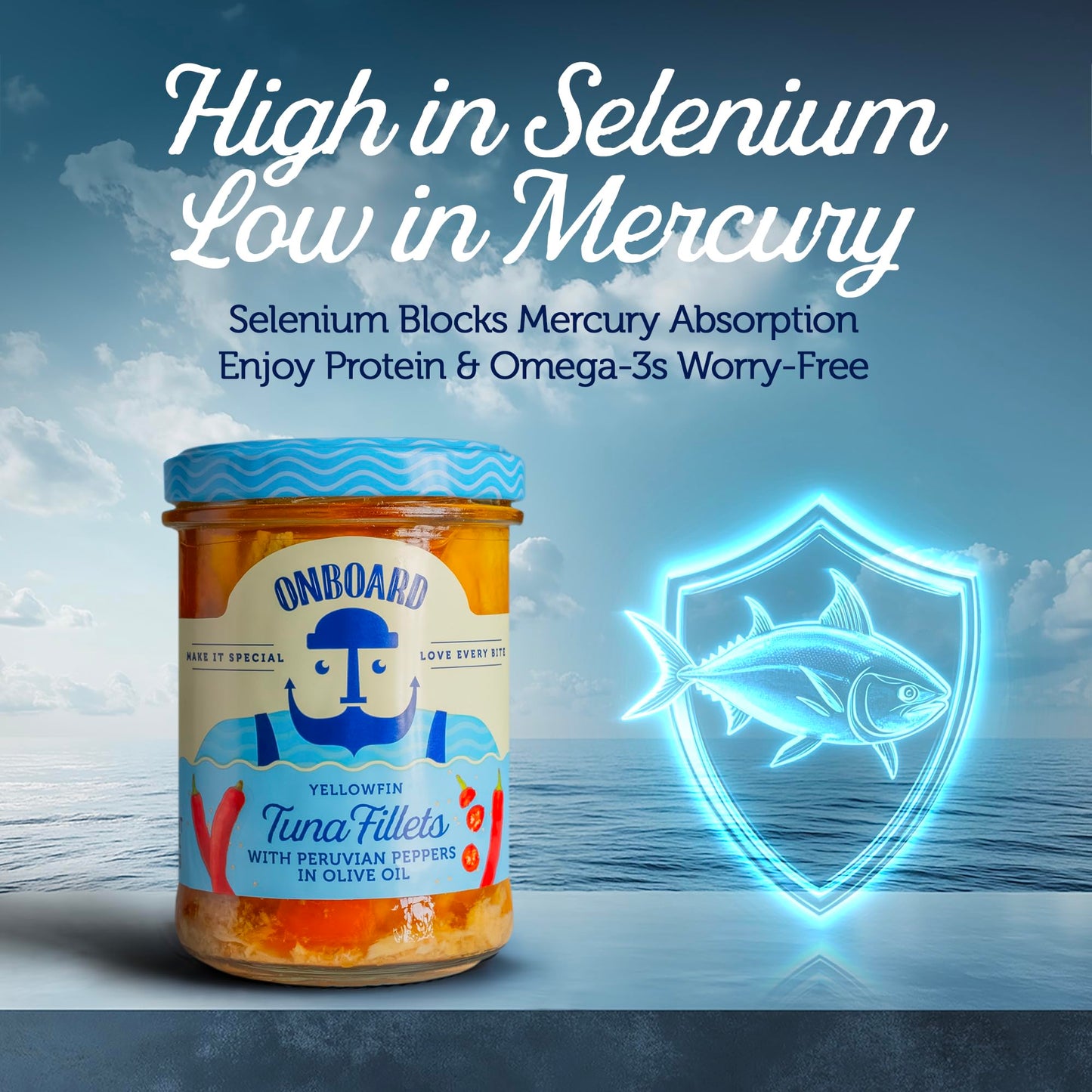 ONBOARD Yellowfin Tuna Fillets - Mediterranean Seafood Diet, High in Protein, 1.05 oz (Pack of 6)