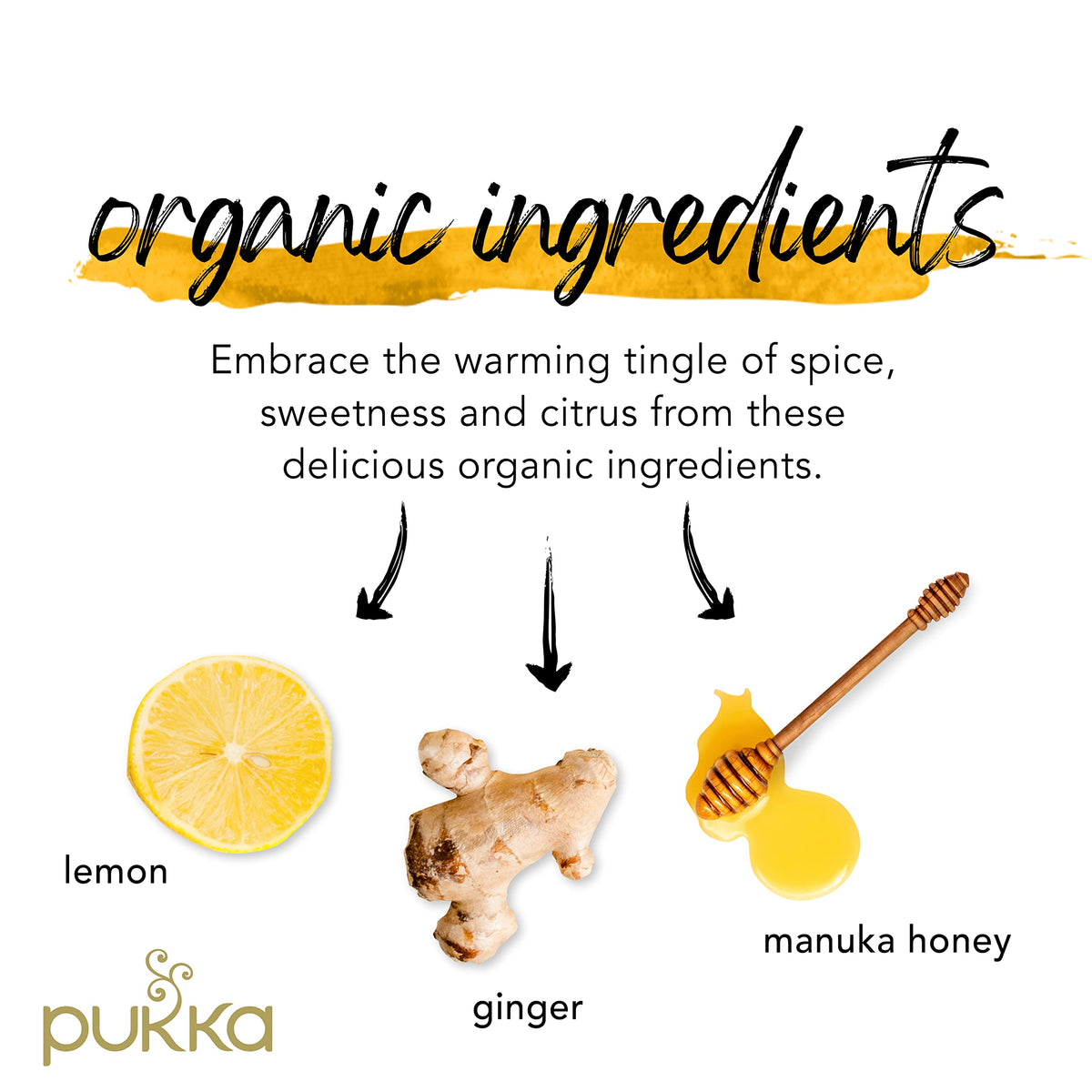 Pukka Organic Herbal Tea Bags, Lemon, Ginger & Manuka Honey, 60 Count (3 Packs)