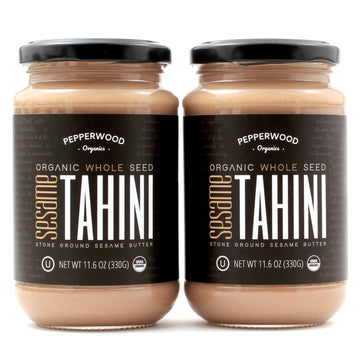 Organic Whole Sesame Tahini Paste - Unhulled & Stone-Ground - Silky Smooth Texture in Hummus, Dips, Dressings - Unsalted, Nut-Fr