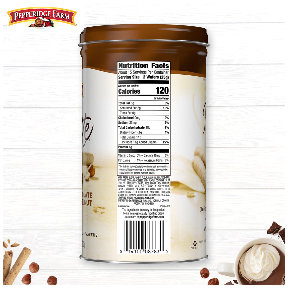 Pepperidge Farm Pirouette Cookies, Chocolate Hazelnut Cr  me Filled Wafers, 13.5 Oz Tin (Pack of 2)
