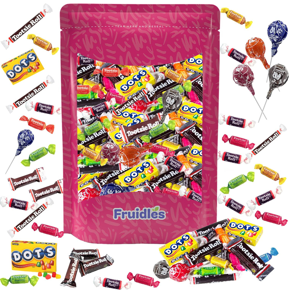 Fruidles Tootsie Childs Play Mega Candy Assortment, Half-Pound, Peanut & Gluten-Free, Assorted Flavors, Lime & Orange