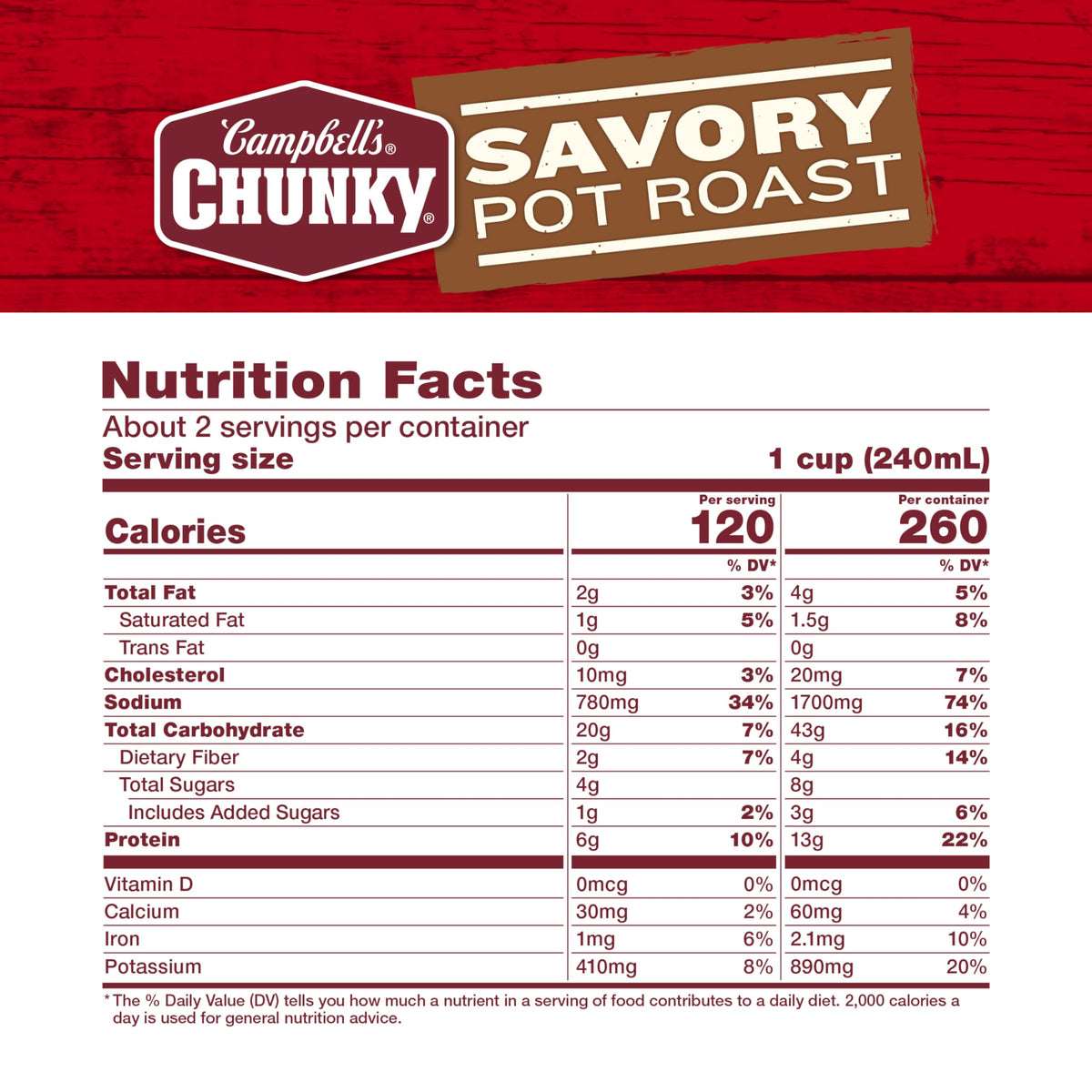 Campbells Chunky Soup, Savory Pot Roast Soup, 18.8 Oz Can (Pack Of 12)