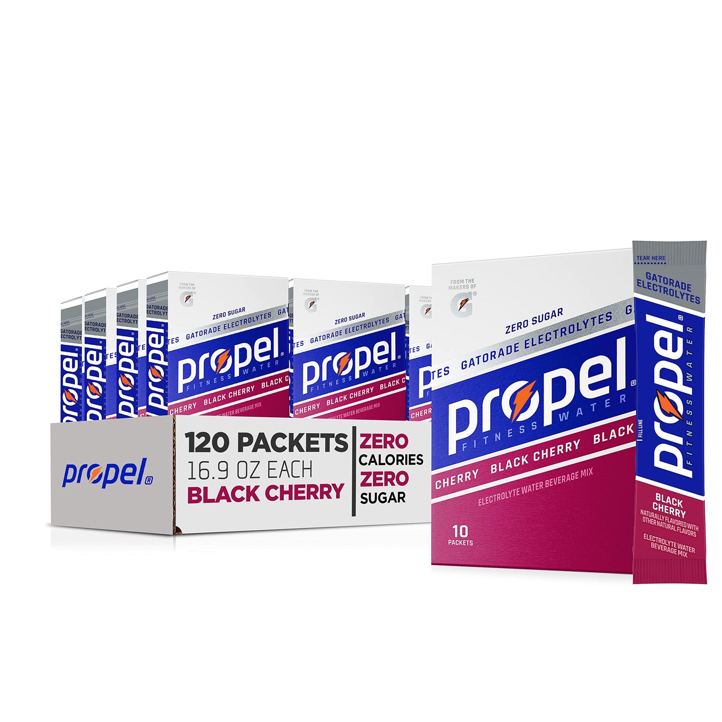 Propel Electrolyte Enhanced Water Drink Mix Powder Packets, Black Cherry, Zero Calorie & Zero Sugar Hydration with Electrolytes