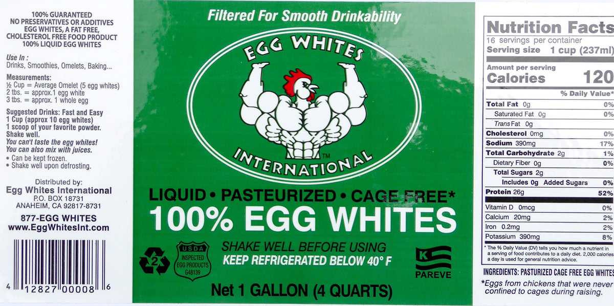 Egg Whites International Liquid Egg White Protein - 100% Pure, Cage-Free, 128 Fl Oz (1 Gallon)