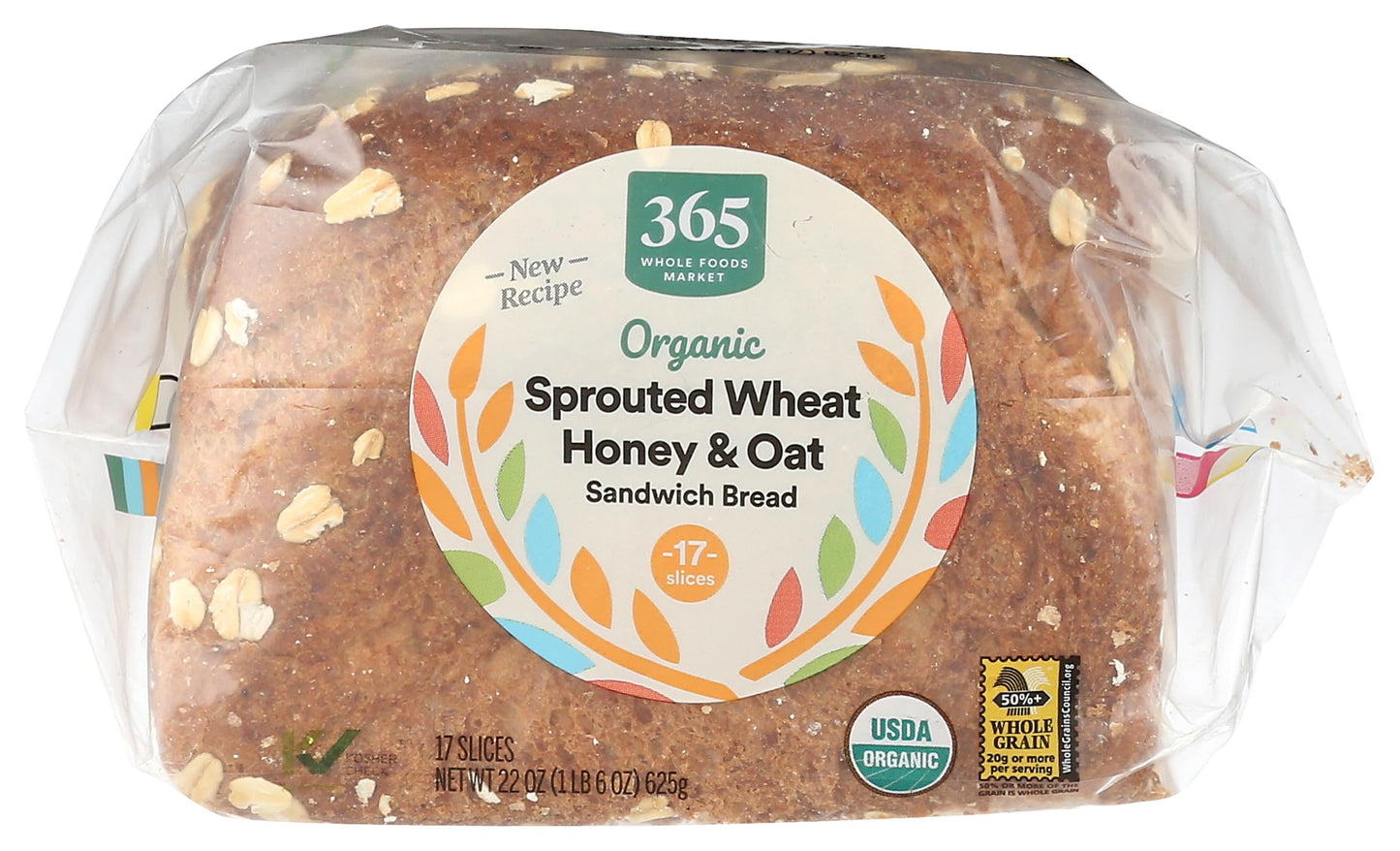 365 By Whole Foods Market, Organic Sprouted Honey Oat Sandwich Bread, 22 Ounce
