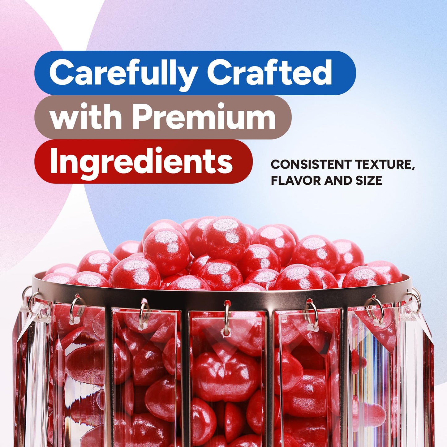 Crafty Confections Shimmer Gumballs - 3.5 oz Cherry Flavored Candy, Pearl Red, 16mm for Gumball Machines and Party Favors