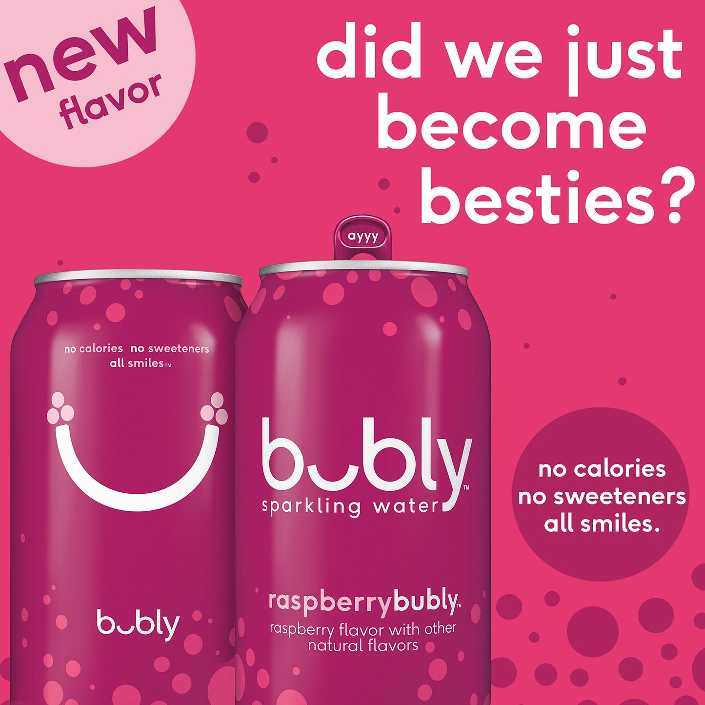 Bubly Sparkling Water, Raspberry, 12Ounce Cans, 12 Count