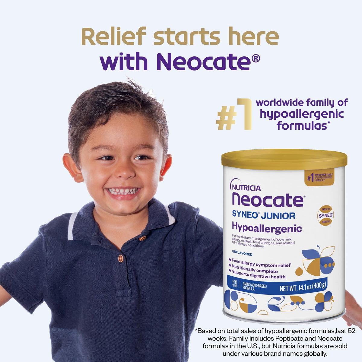 Nutricia Neocate Junior - Hypoallergenic, Dairy-Free, Amino Acid-Based Formula For 1+ Years - For Toddlers, Kids & Teens - Powdered Formula - Strawberry - 14.1 Oz Can (Case Of 4)