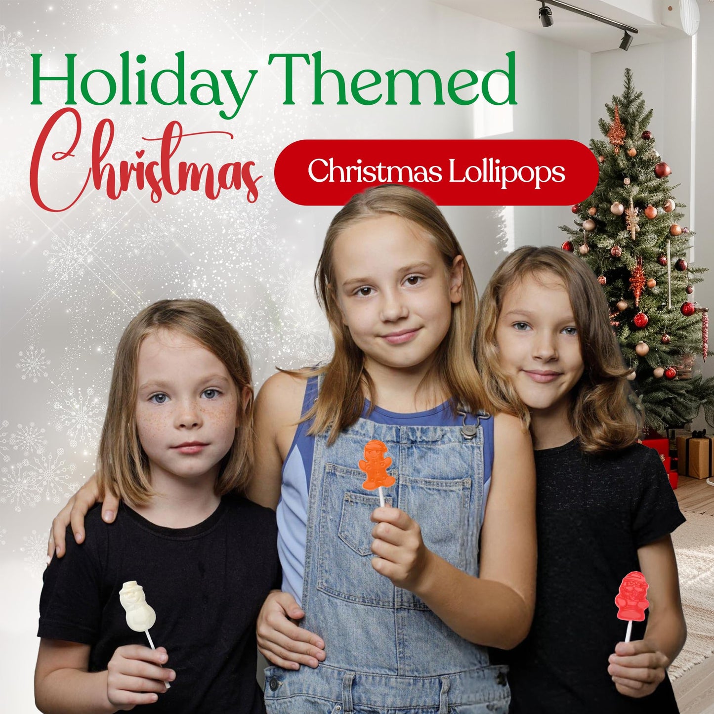 40 Pack Christmas Lollipops - Individually Wrapped Holiday Themed Lollipops - Santa, Tree Snowman, Gingerbread, Designs & Delicious Flavor -Bulk Christmas Candy Use For Stocking Stuffers, Party Favor, Classroom & Office  , Candy Jar Fillers
