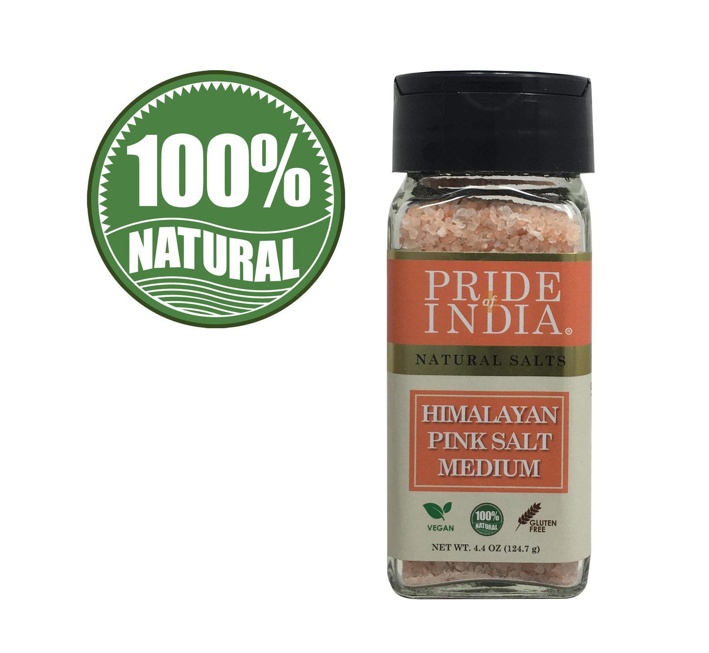 Pride Of India Himalayan Pink Salt - Medium Grind Dual Sifter, 4.2 oz (119.1 gm) - Enriched with 84+ Natural Minerals