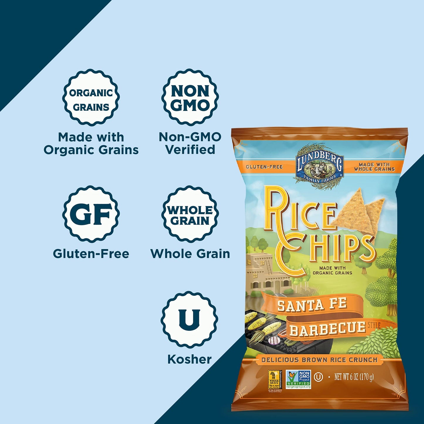 Lundberg Rice Chips Santa Fe Barbecue, 6 Oz, Model KTS-2753, Pack of 1