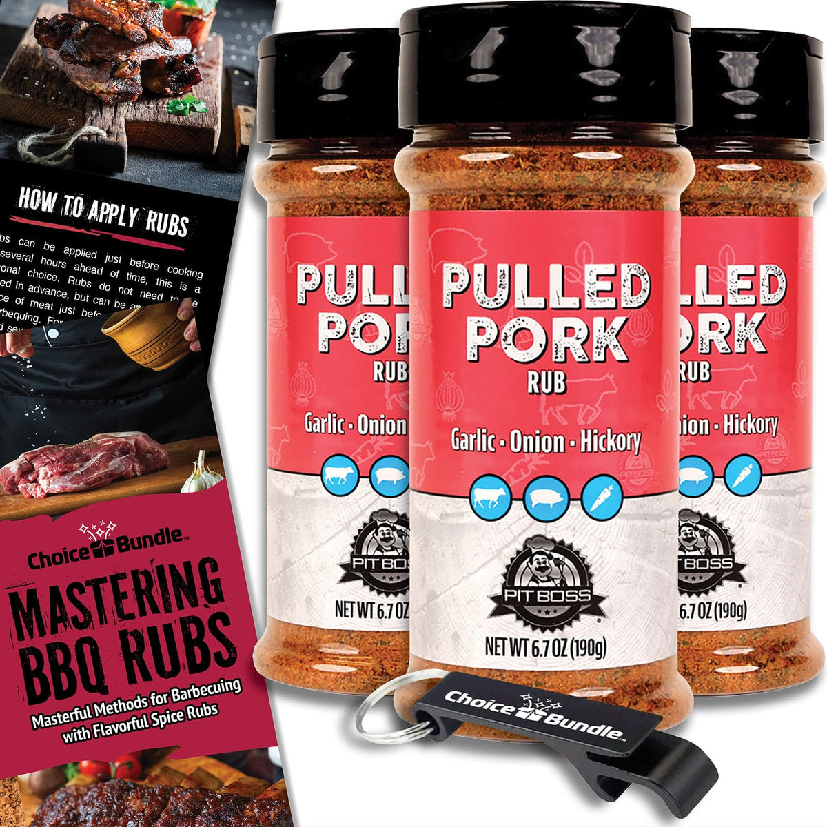 Pit Boss Pulled Pork BBQ Seasoning Spice & Rub, 3 Pack Bundle, 20.1 oz Total Weight, Ideal for Grilling and Barbecuing