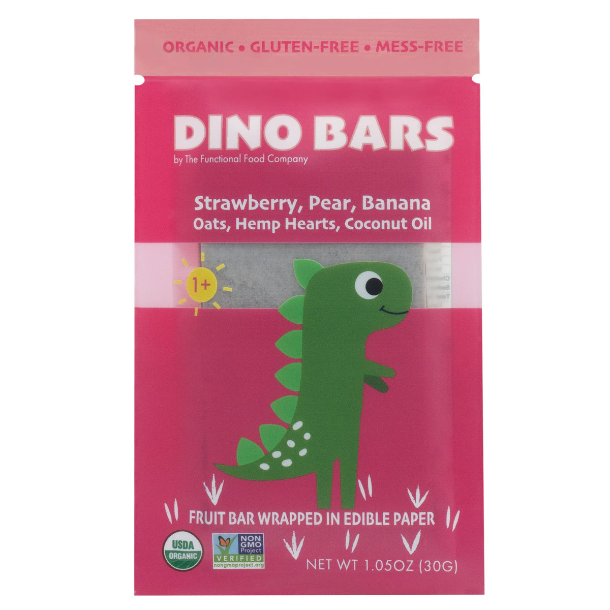 DINO BARS Organic Fruit Bar for Kids, Strawberry Flavor, 20 Count Pack