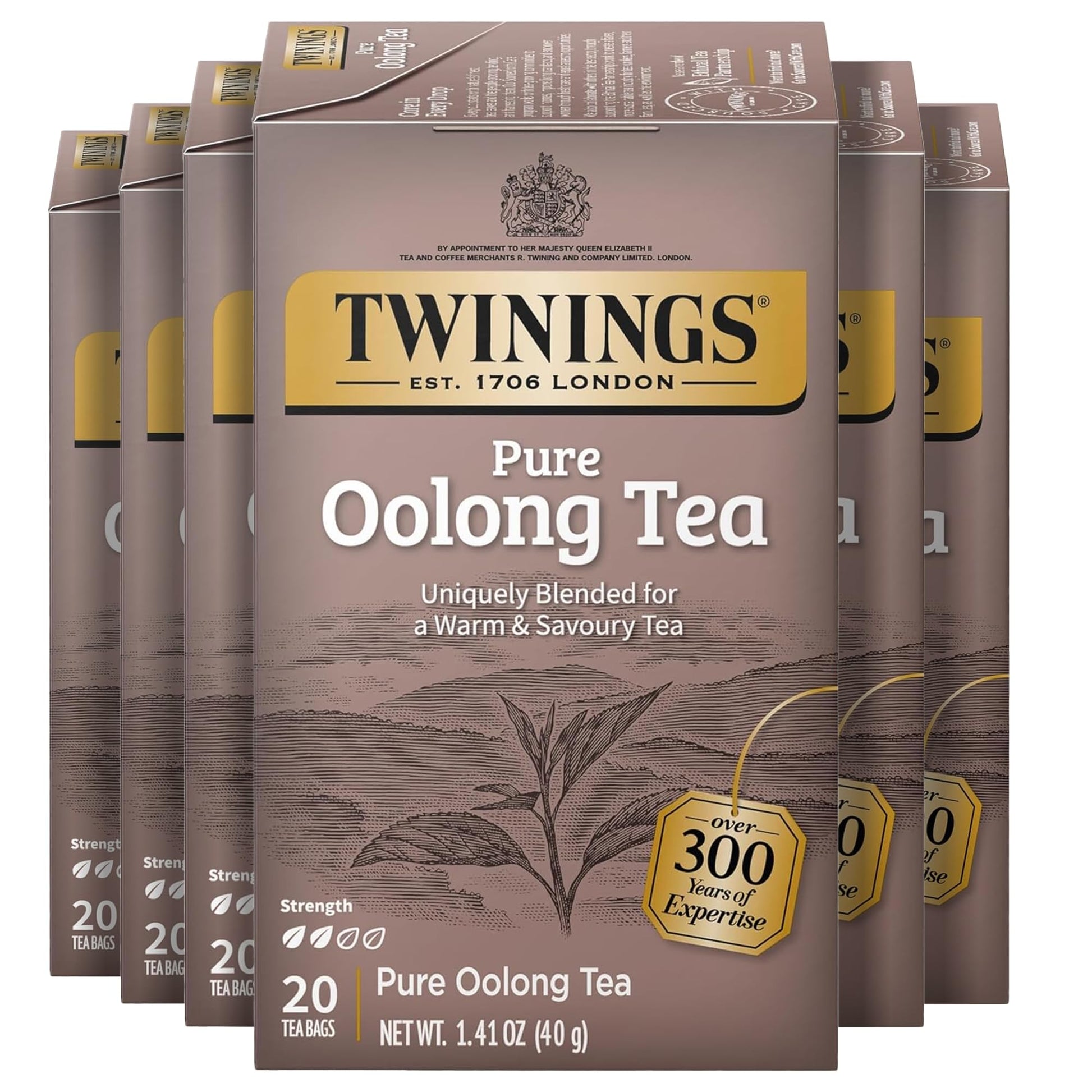 Twinings Pure Oolong Tea Individually Wrapped Bags, 20 Count (Pack of 6), Warm, Nutty Flavour & Golden Colour, Caffeinated, Enjo