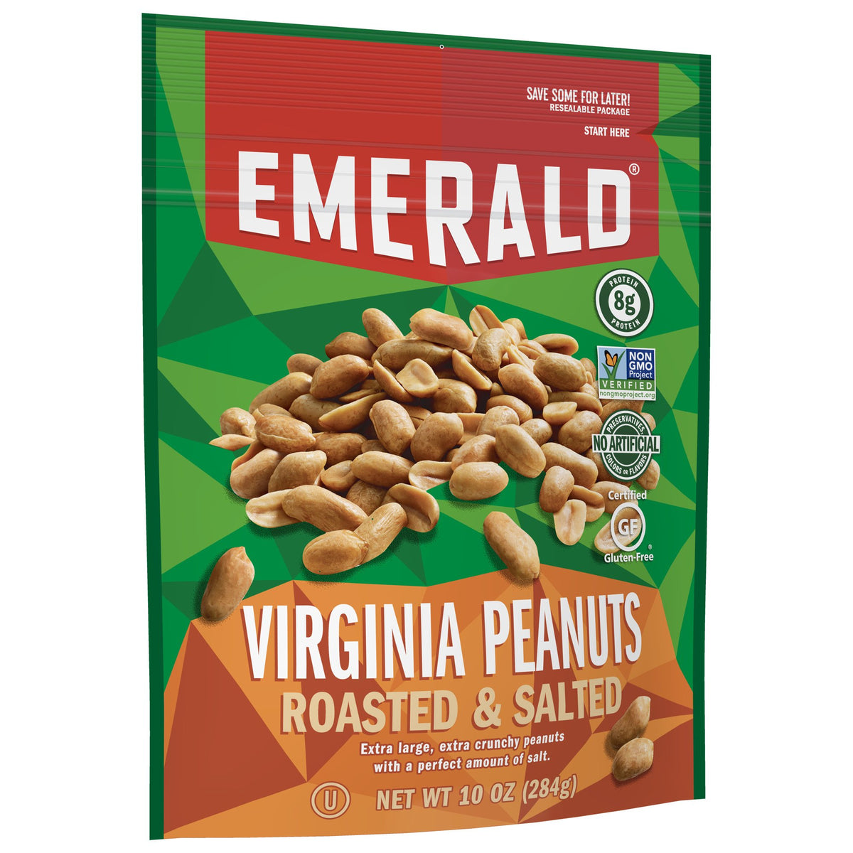 Emerald Nuts, Virginia Peanuts Roasted And Salted, 10 Ounce (Pack Of 6)