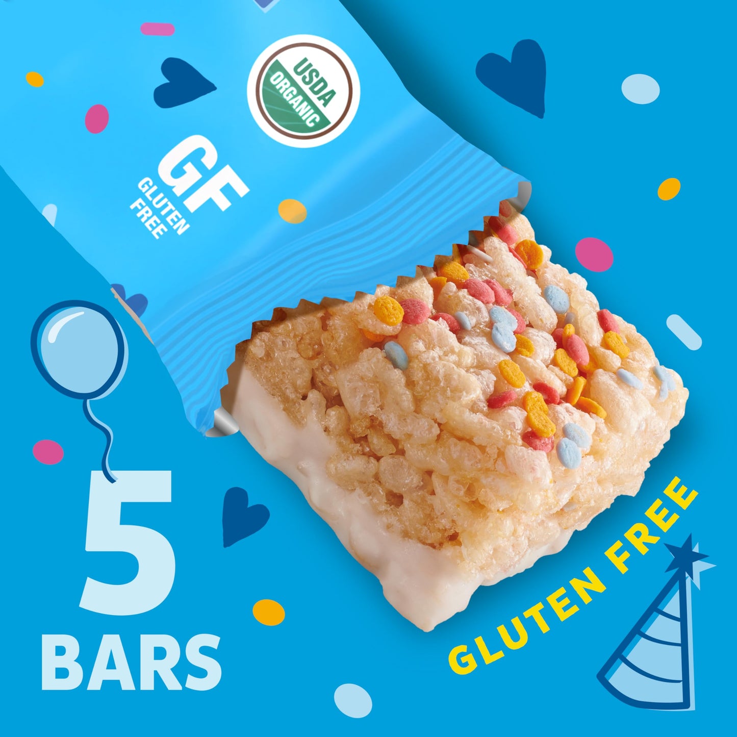 Annies Birthday Cake Crispy Snack Bars, Gluten Free, 5 Bars, 3.9 oz