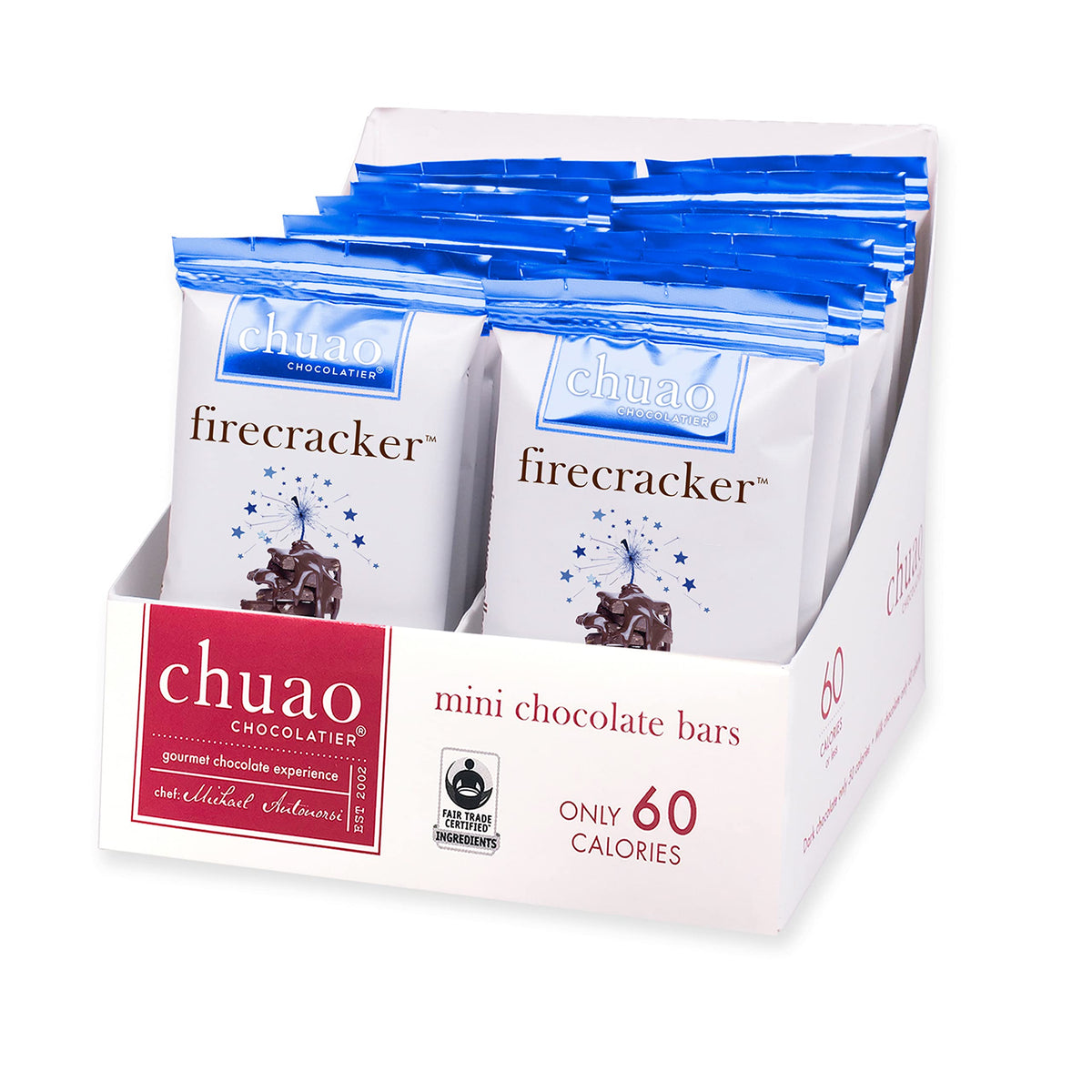 Chuao Chocolatier Firecracker Dark Chocolate Mini Bars | Gourmet 24 Count | No Preservatives | Model 872629003416