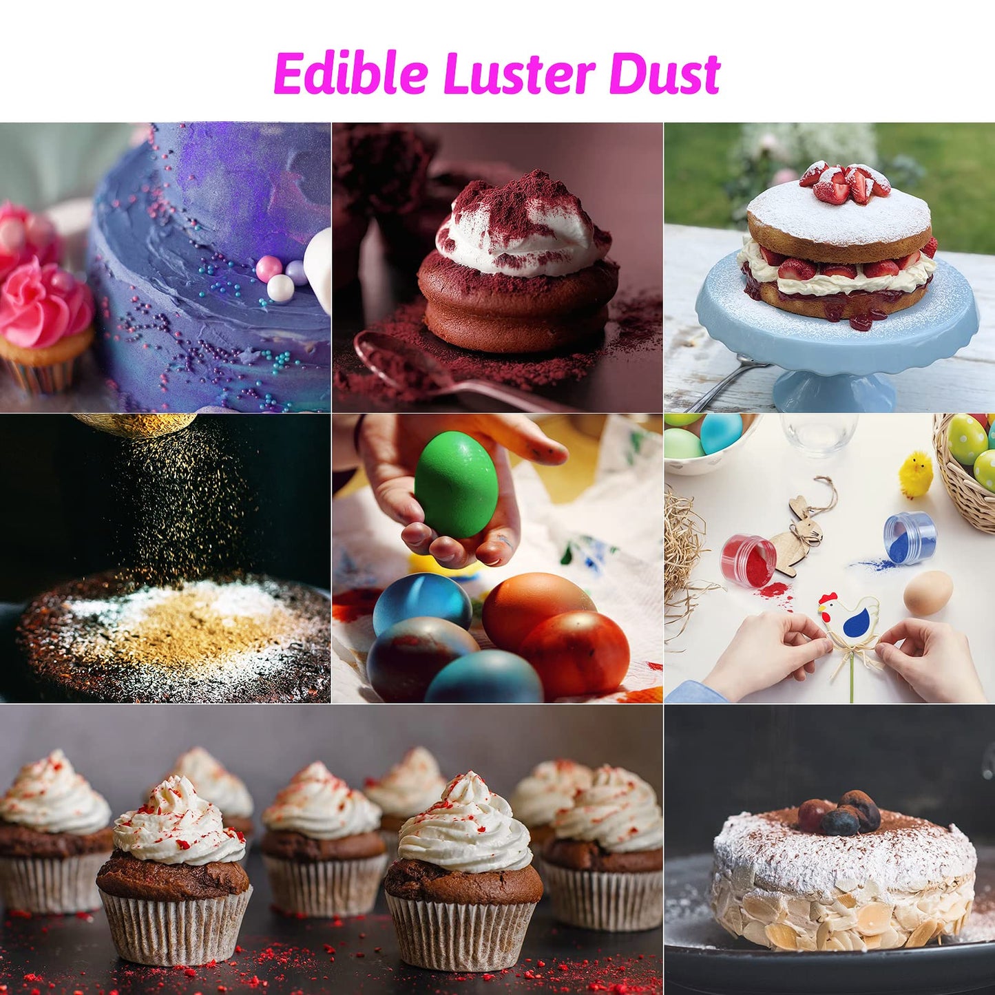 SIMEKKO Edible Glitter Blue Dust for Drinks & Baking, 2 Bottles, 4g Each