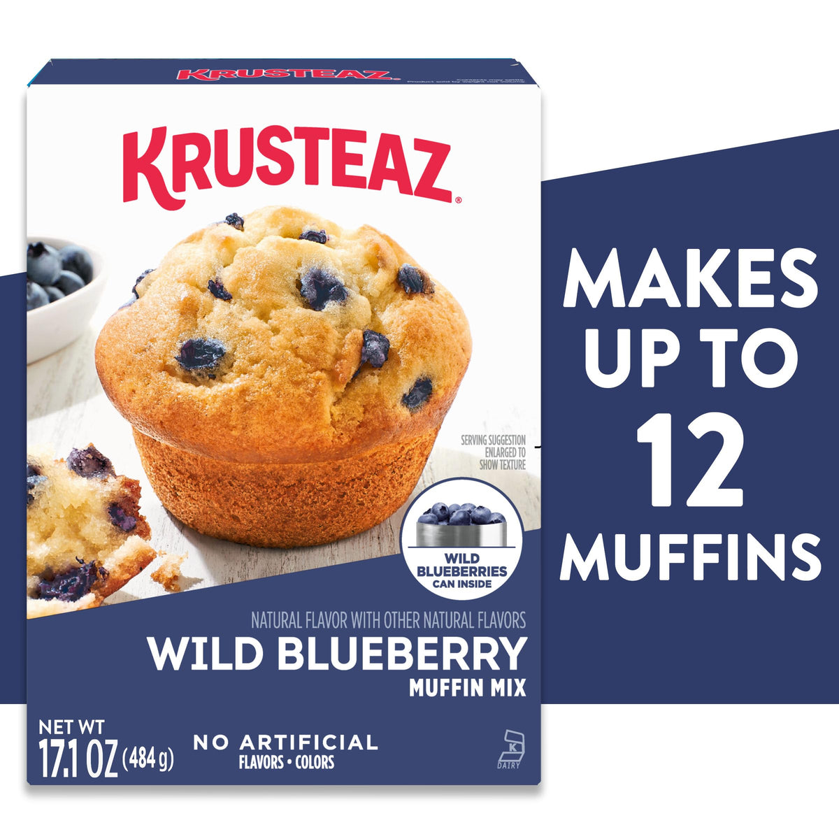 Krusteaz Wild Blueberry Muffin Mix, 17.1 OZ (Pack of 12)