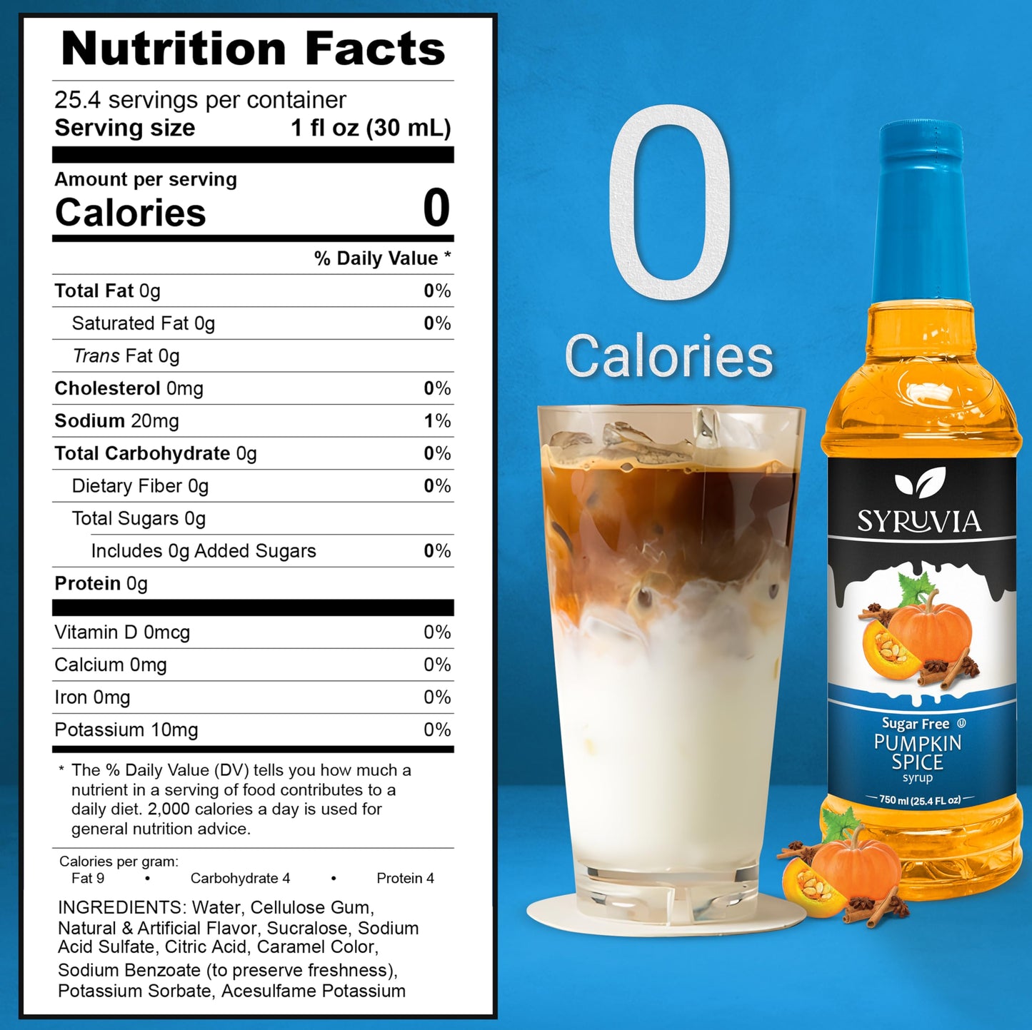 Syruvia Sugar Free Pumpkin Spice syrup 25.4 Ounces Pumpkin Spice Coffee Syrup