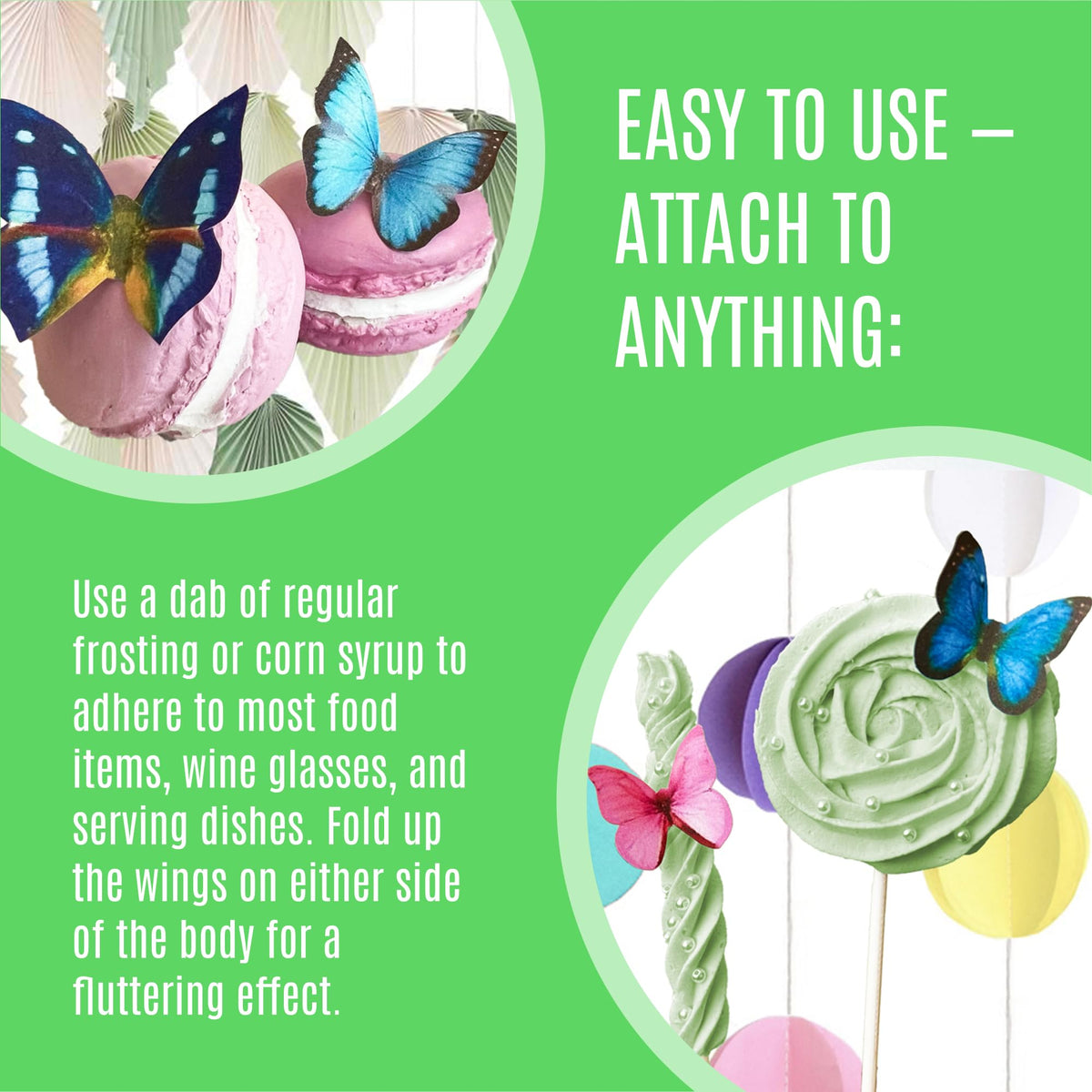 Sugar Robot Edible Butterflies For Cake Decorating - Small Pastel Green Butterfly Cake Toppers And Cupcake Toppers - Decoration Made In The Usa - Enhanced Crafted (Green)