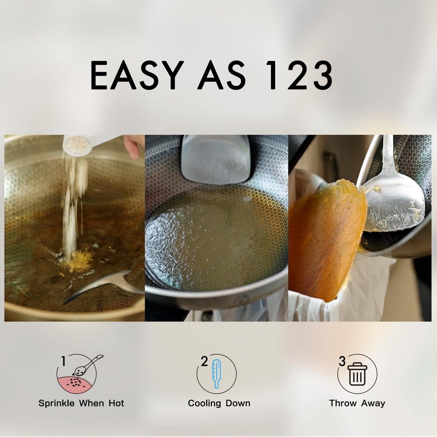 LaSyL Natural Cooking Oil Solidifier Powder, Harden Up to 4.5 Gallon of Fry Oil Away from Mess, 100% Plant-Based Oil Hardener fo