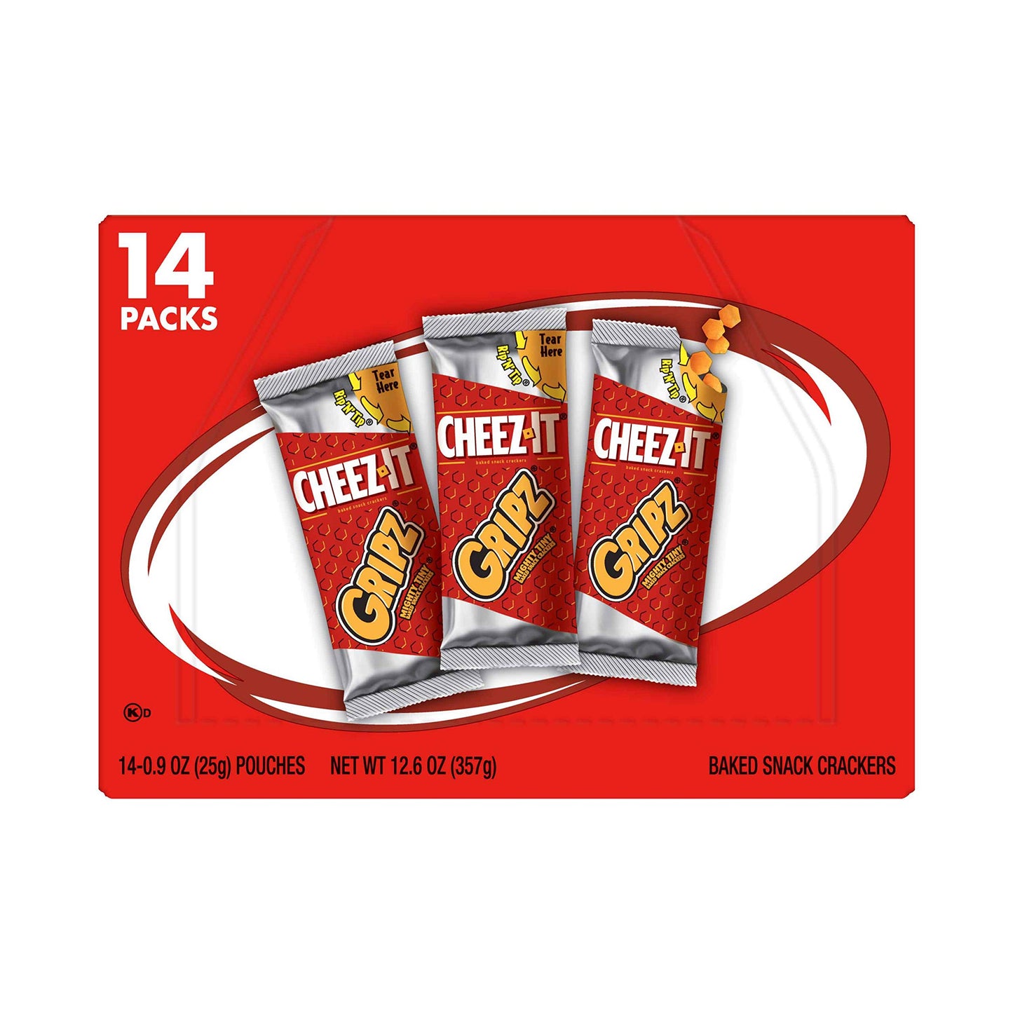 Cheez-It Gripz, Tiny Baked Snack Cheese Crackers, Original, Great for On-the-Go, 12.6oz Box (14 Count)