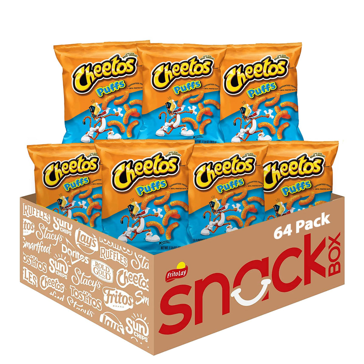 Cheetos Cheese Flavored Snacks, Puffs, 1.375 Ounce (Pack Of 64)