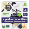 Noka Superfood Fruit Smoothie Pouches, Blackberry Vanilla, Healthy Snacks with Flax Seed, Plant Protein and Prebiotic Fiber, Veg