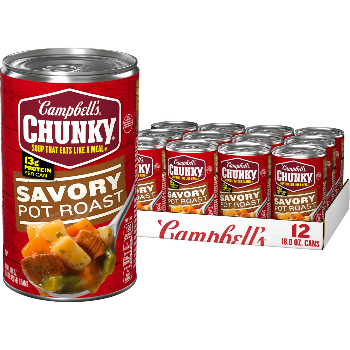 Campbells Chunky Soup, Savory Pot Roast Soup, 18.8 Oz Can (Pack Of 12)