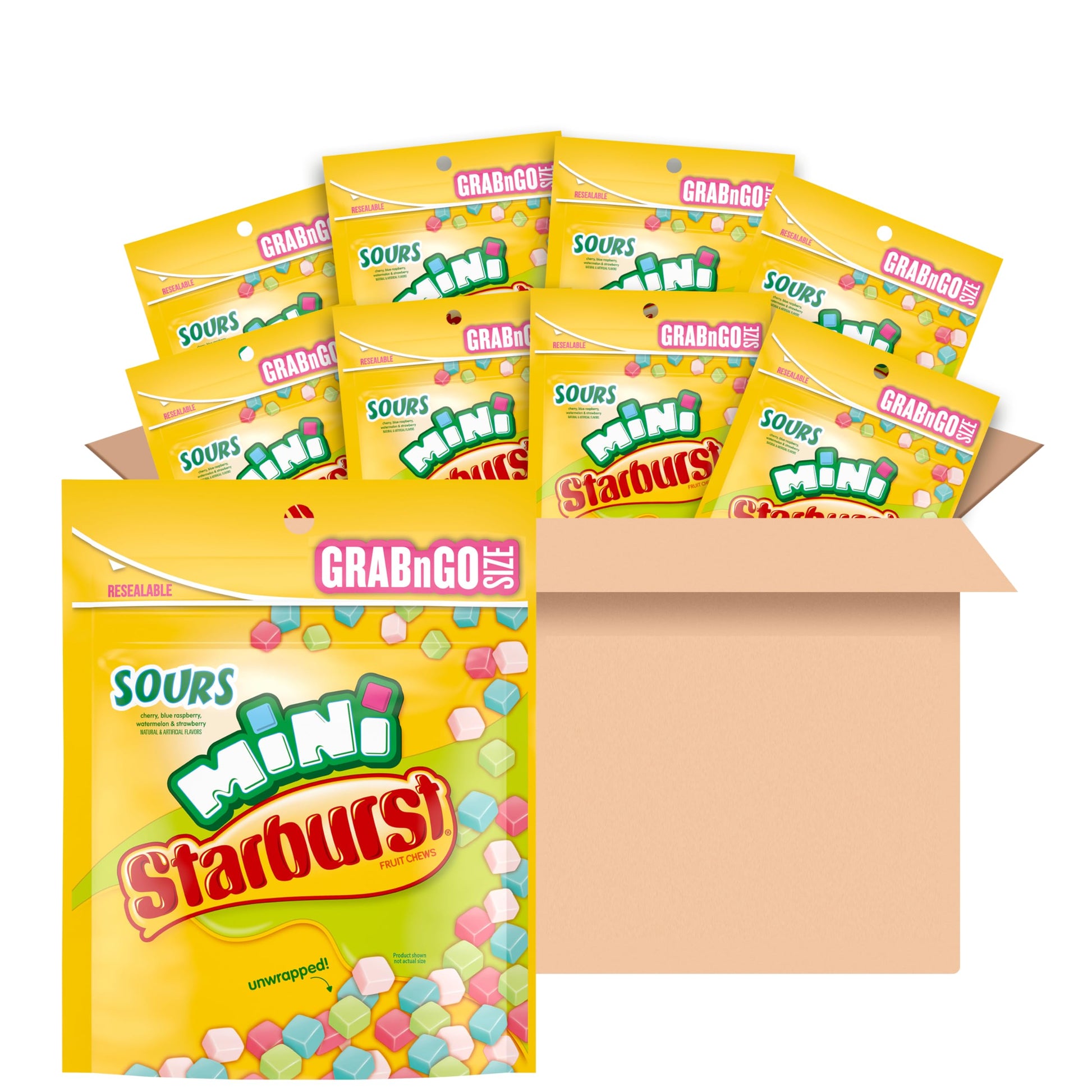 STARBURST Fruit Chews Candy - Minis Sours, 8oz (Pack of 8) - Delicious Mini Candy, Sour Candy Bulk