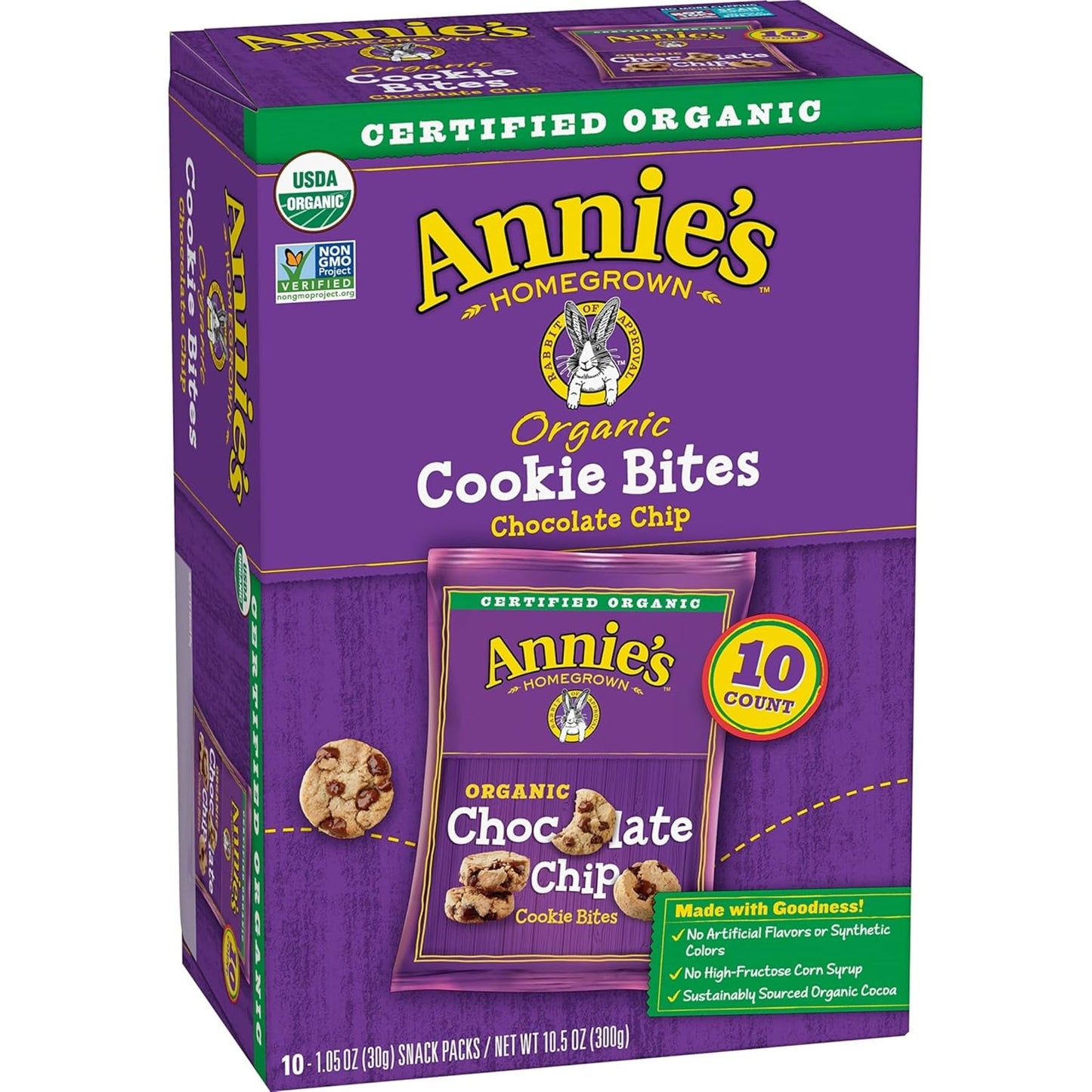 Annies Organic Chocolate Chip Cookie Bites, 10 Packets, 10.5 oz.