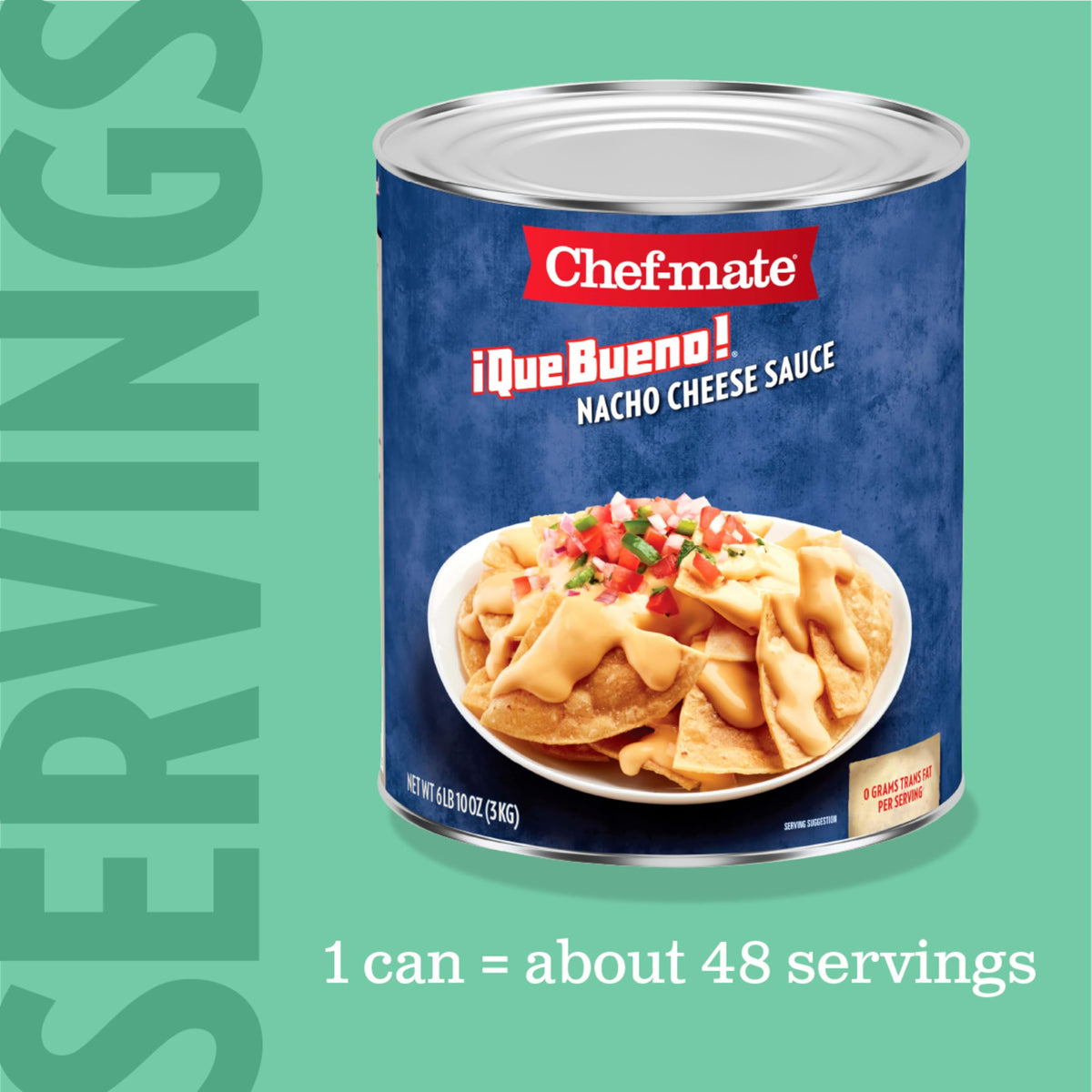 Chef-mate Que Bueno Nacho Cheese Sauce, Canned Food, 106 oz (#10 Can Bulk), 6.62 lb, Ideal for Cooking and Dipping