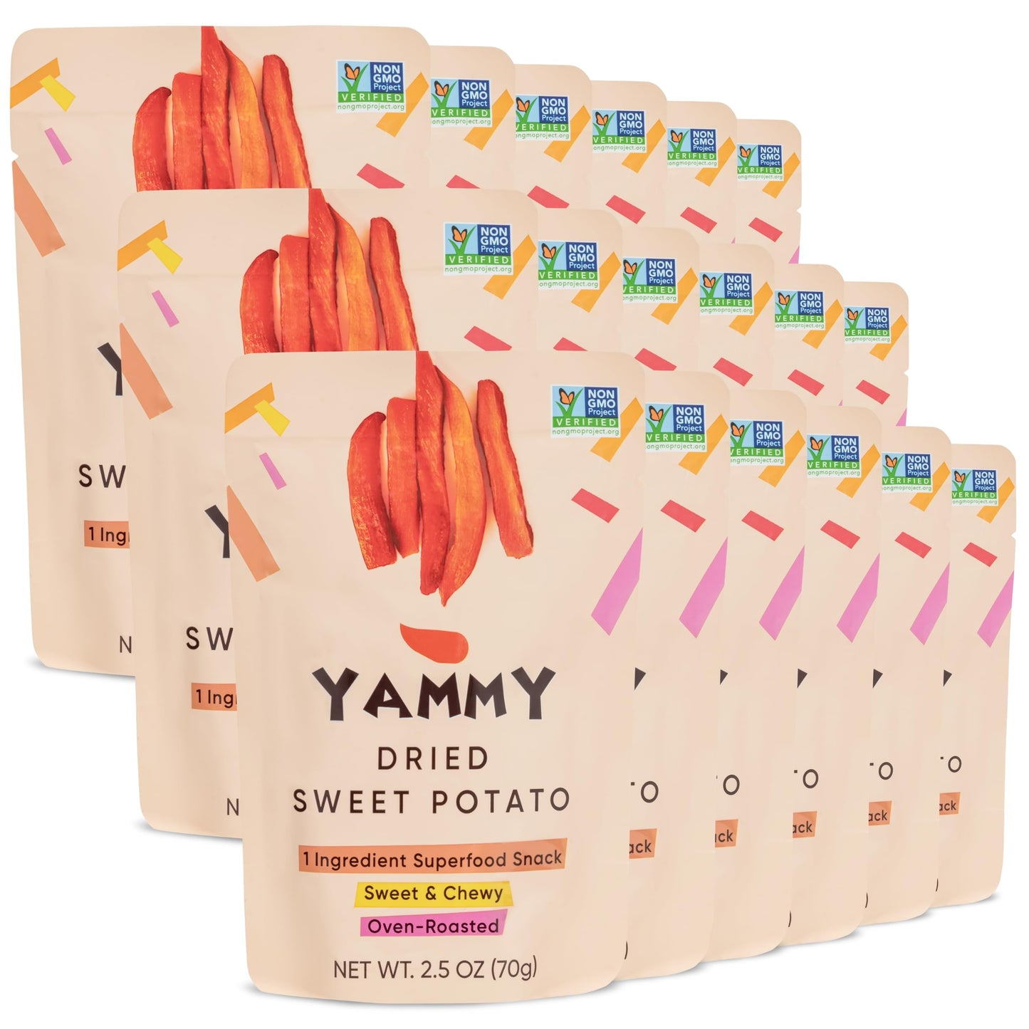Yammy Dried Sweet Potato Sticks (18-Pack) - 1 Ingredient Superfood - Healthy Asian Snack for mature-themeds & Kids (Japanese  Korean  Chinese Food) - Vegan  Gluten-Free  3g Protein  4g Fiber  2.5oz