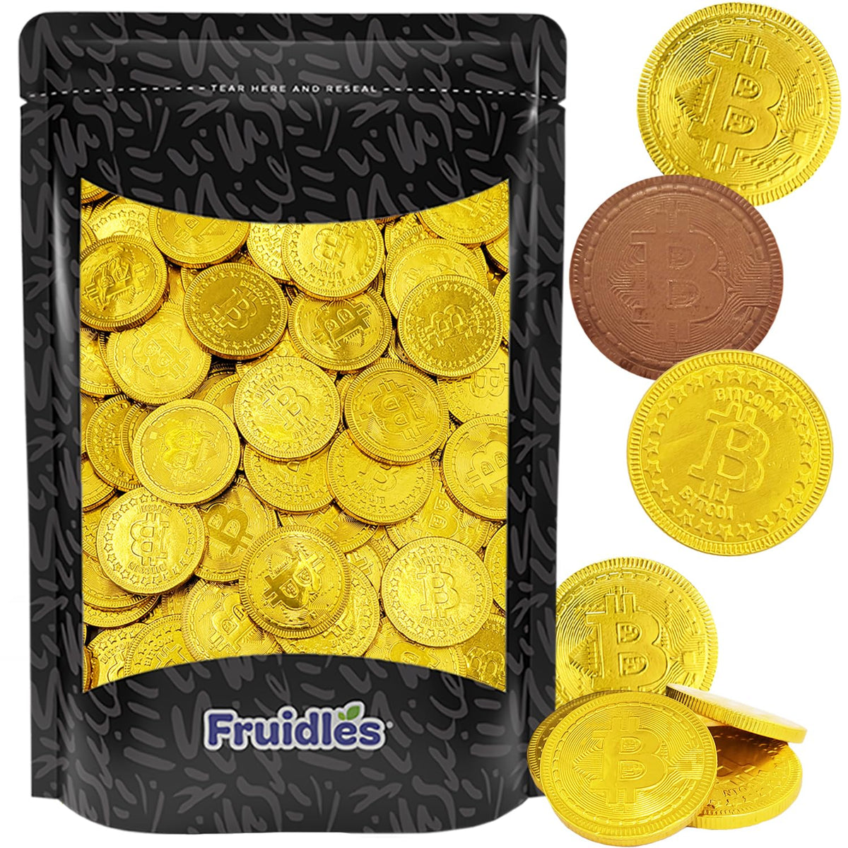 Fruidles Crypto Chocolate Coins, Premium Belgian Chocolate, Gluten-Free, Non-GMO, Kosher, 100-Pack