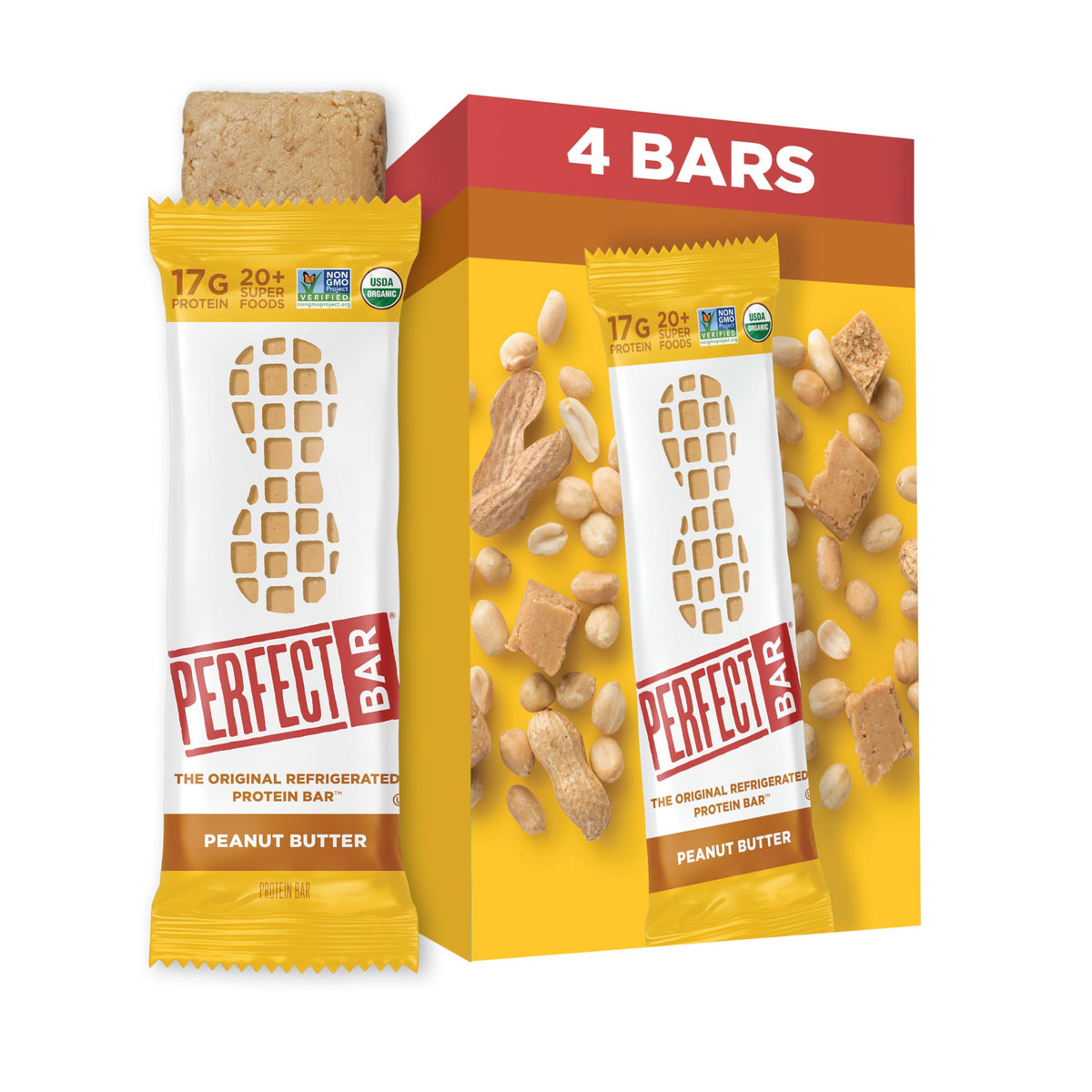 Perfect Bar Gluten-Free Peanut Butter Refrigerated Protein Bar, Organic, 4 count, 2.5 oz